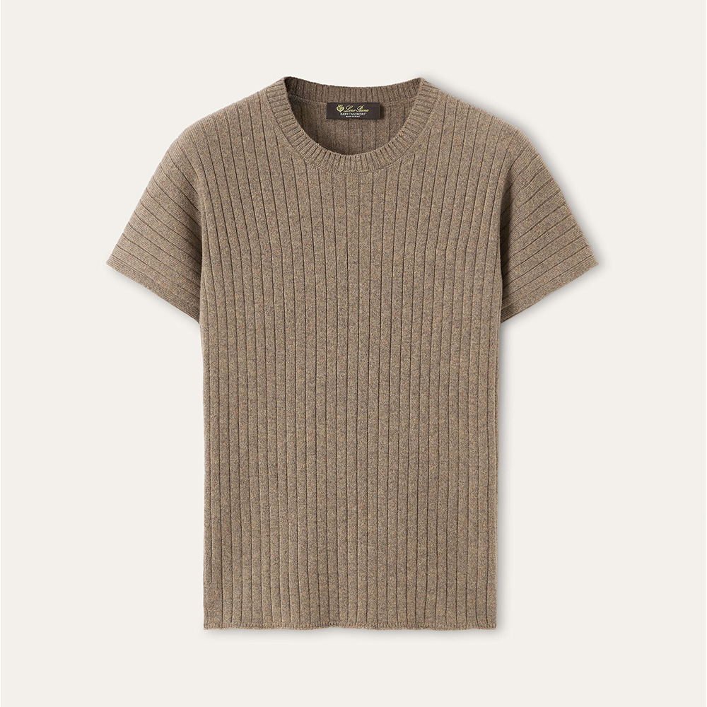 Loro Piana Coste Crewneck Baby Cashmere Licorice Root Melange Jumpers #385989