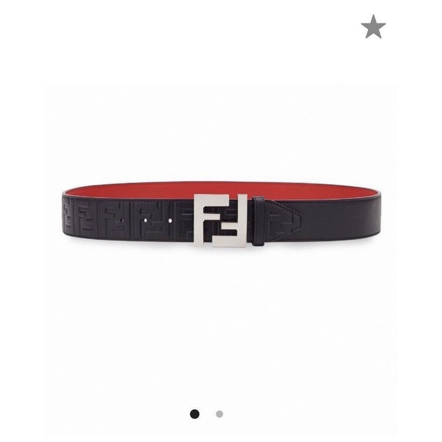 [TOP] FENDI Men's Belt Cowhide 3.8cm - Black and Red - 711 Luxury