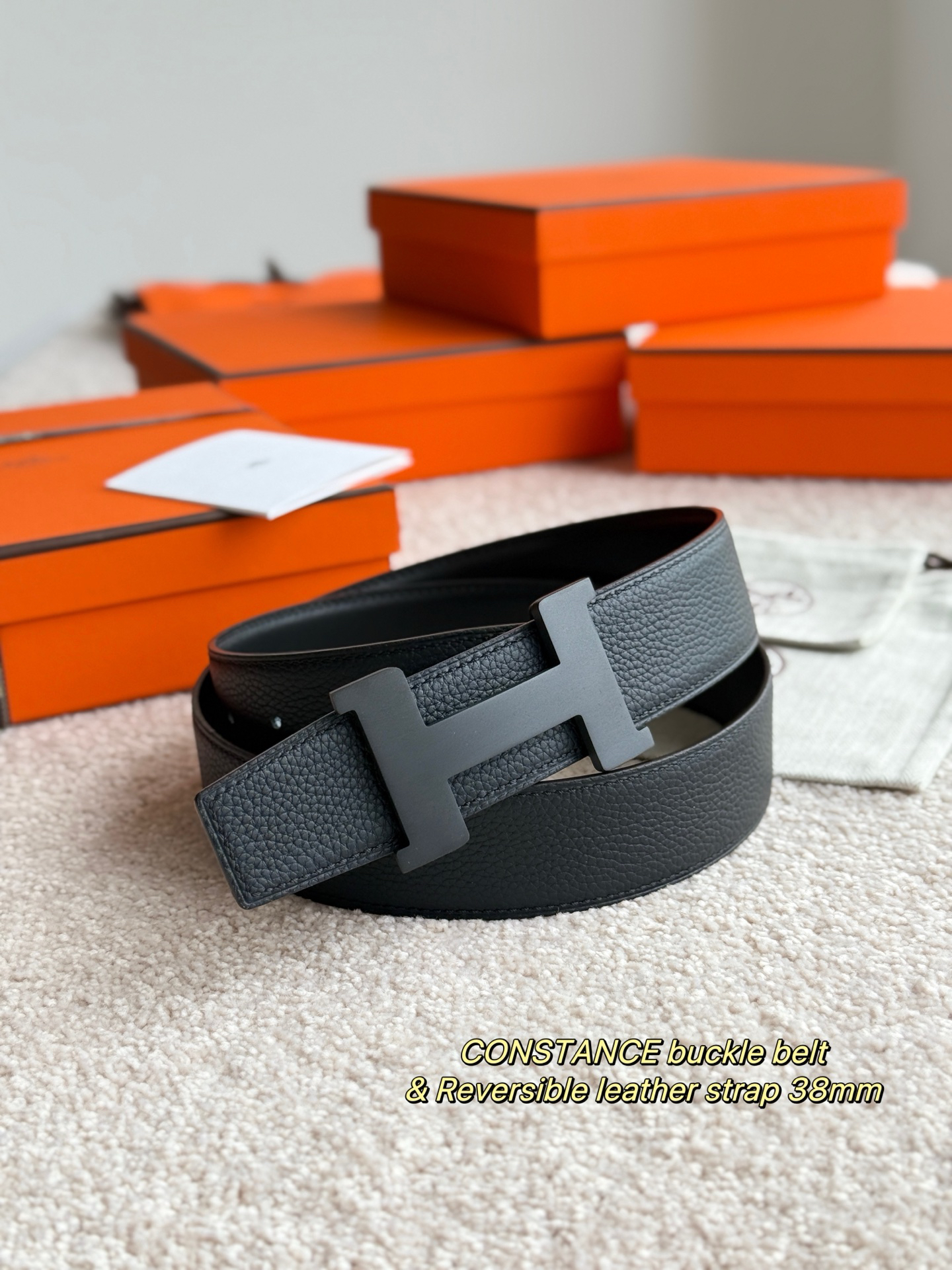 [TOP] HERMES Men's  Belt 3.8cm - Black - 711 Luxury
