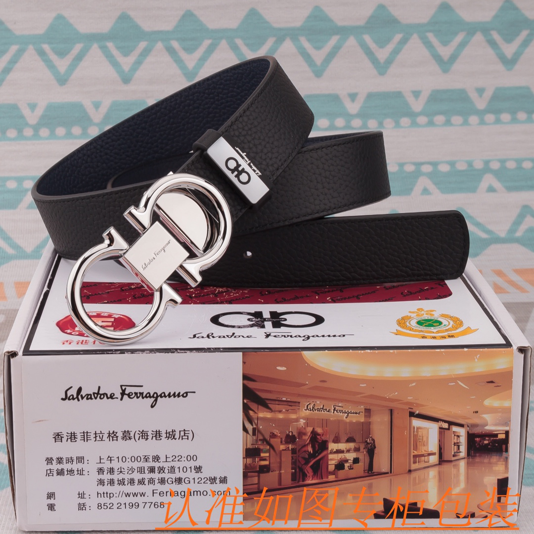 [TOP] Ferragamo Men's Belt 3.5cm - Black - 711 Luxury