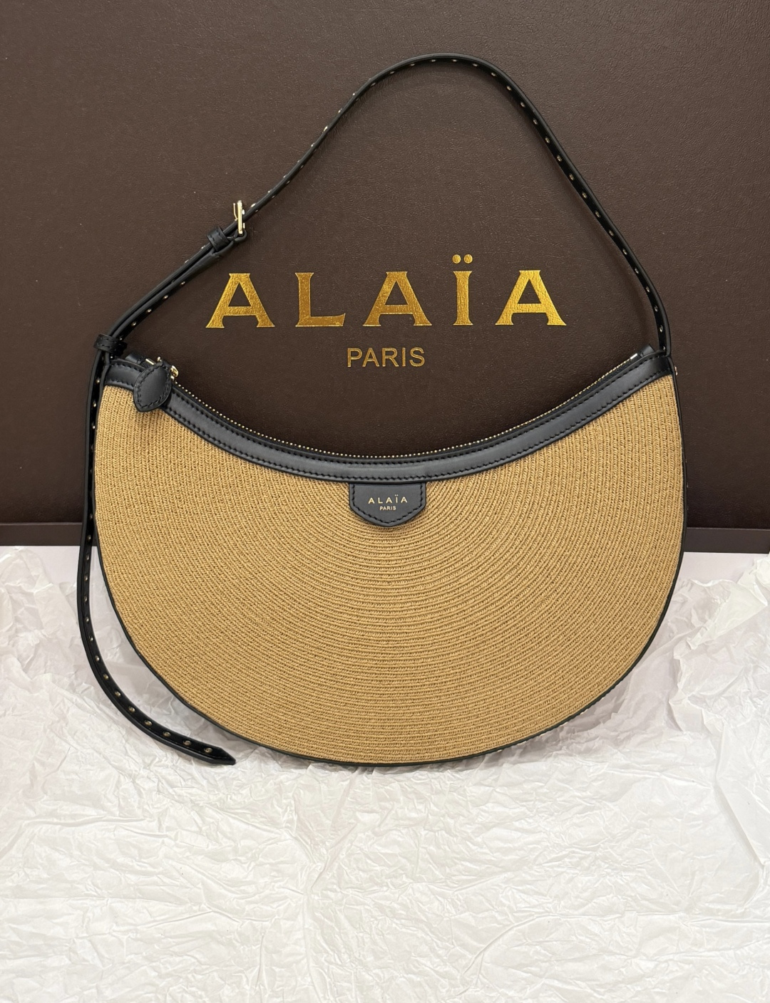 [TOP] ALAIA Straw Bag  - Khaki - 711 Luxury