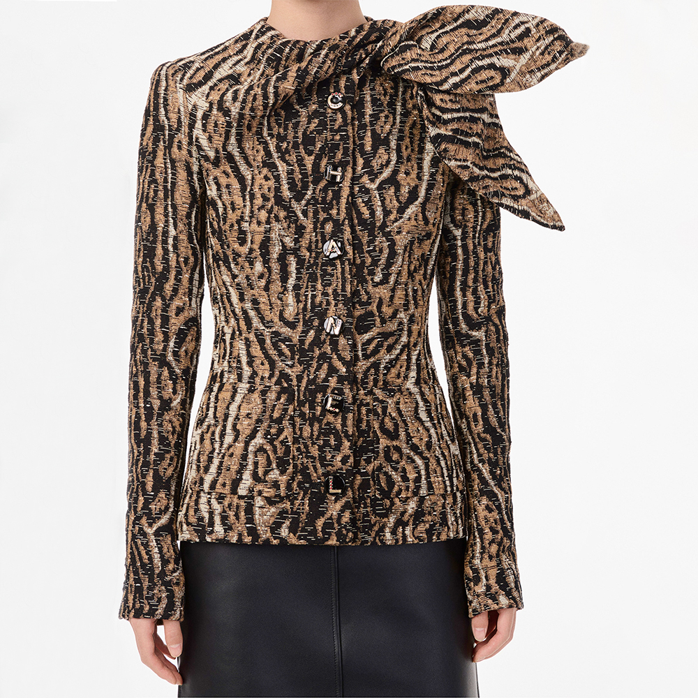 Chanel Clothing CHANEL Veste Coton Soie Fibres Mélangées Marron Noir Blanc #393364 | Nigo Office