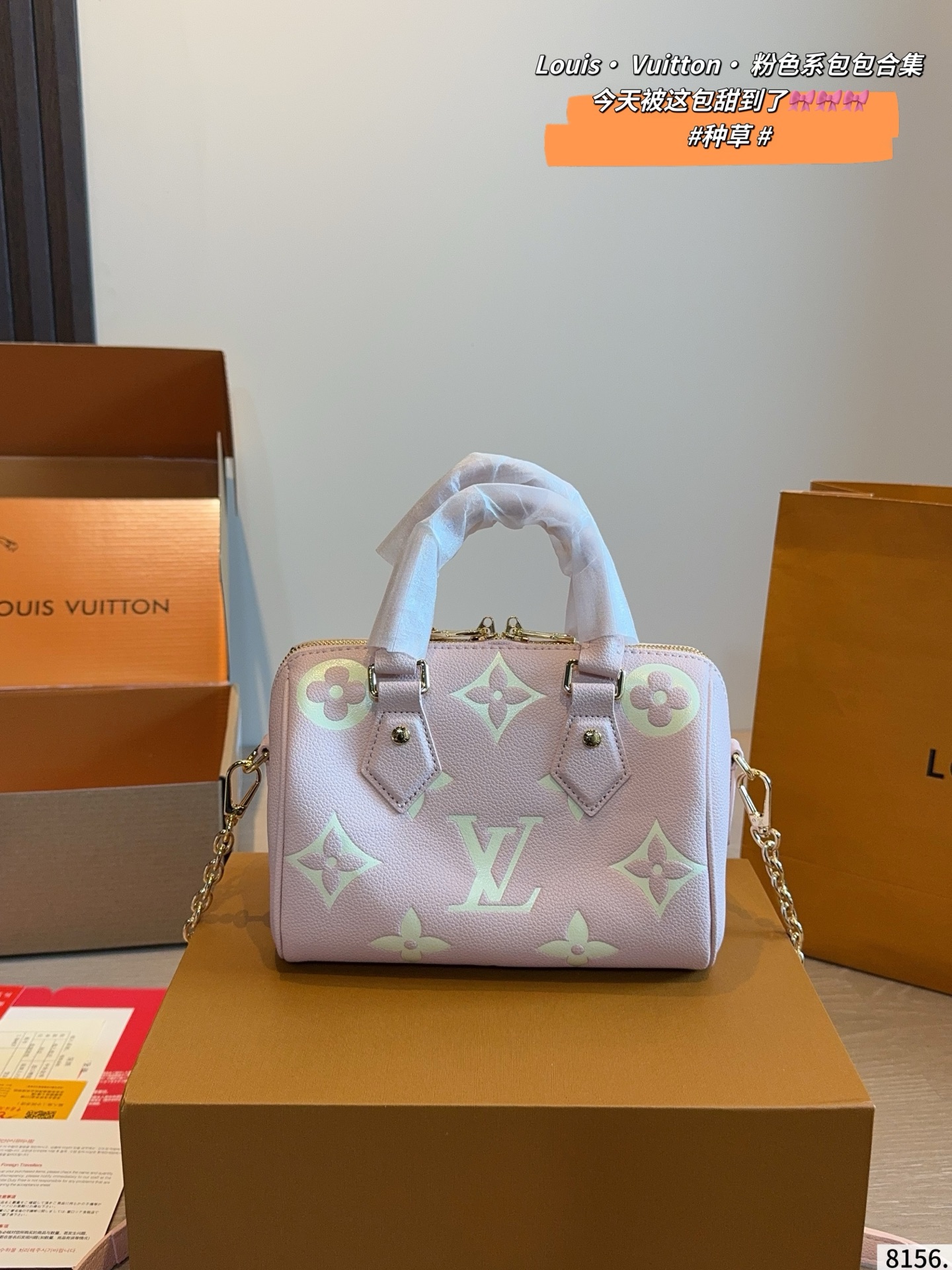Louis Vuitton Speedy Retiro Pink Leather Handbag with Chain Strap (Replica)