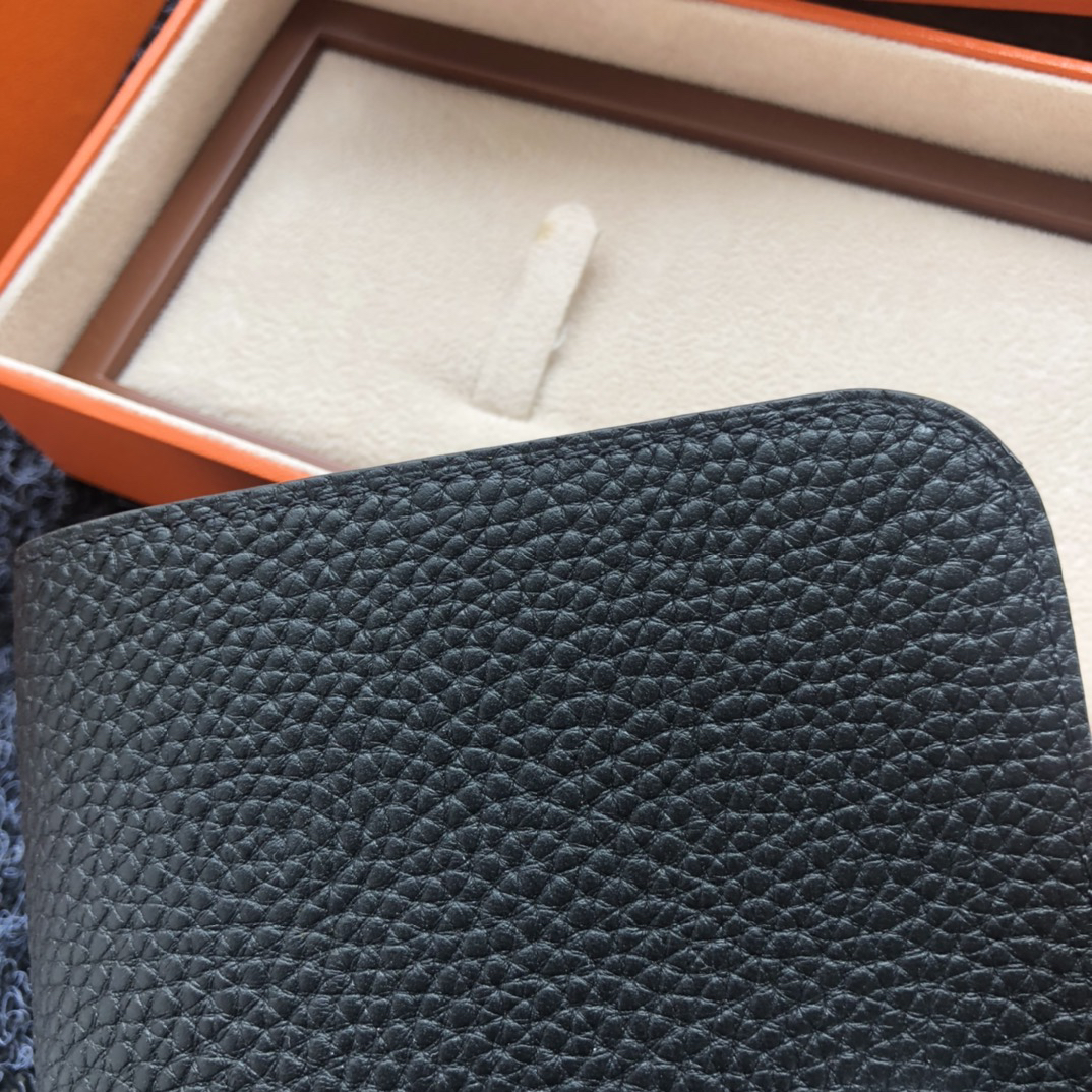 [TOP] HERMES Dogon Passport Holder 15cm - Black