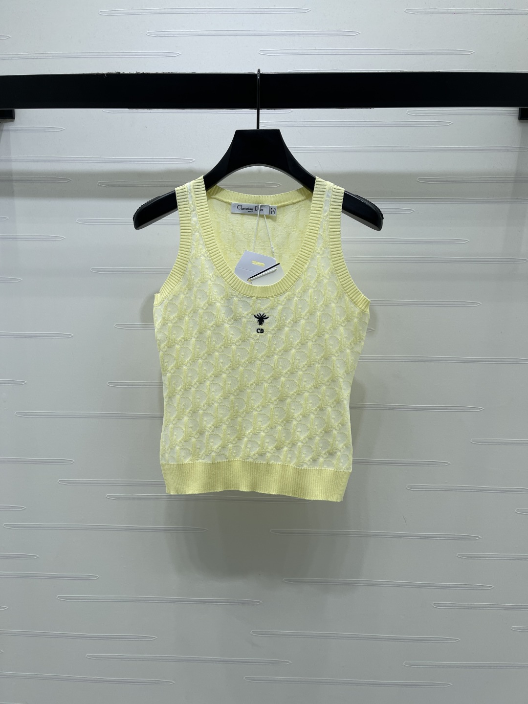 [TOP] Christian Dior  Jacquard Round Neck Knitted Vest - Yellow
