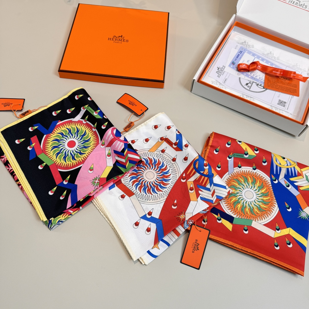 [TOP] HERMES Square Silk Scarf 90*90cm - 3 Colors
