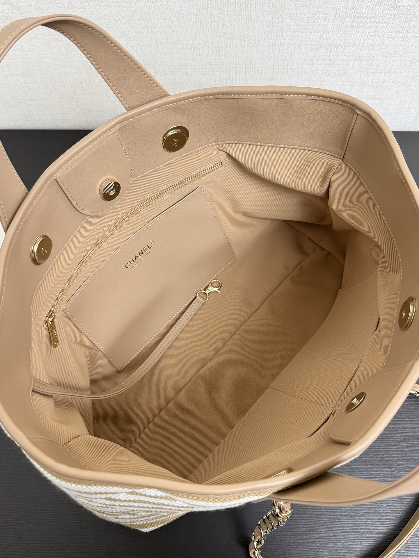 [TOP] CHANEL Beach Shopping Bag 46x25x13cm - Khaki