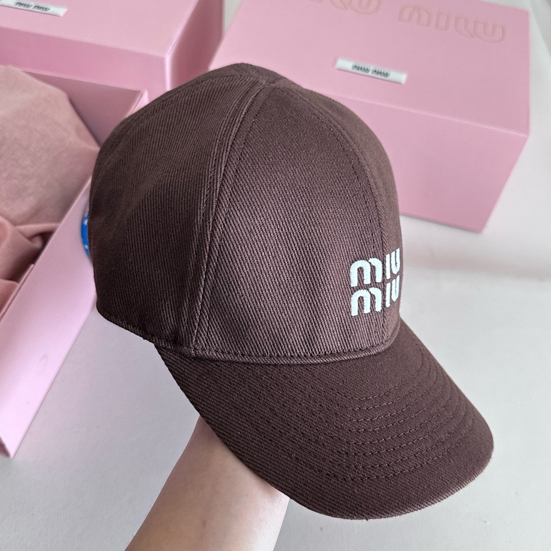 Designer brown Hat MiuMiu Brown Peaked Cap View 2 | Nigo Office