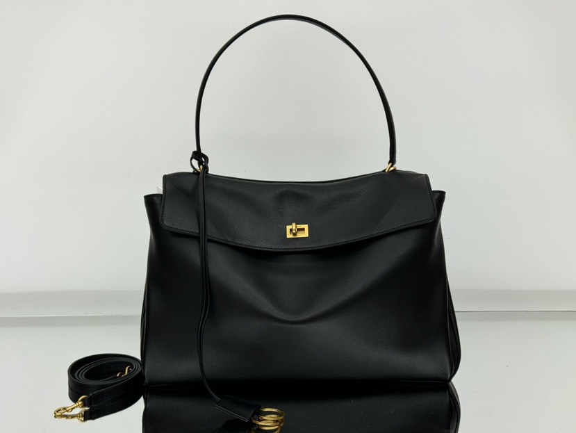 [TOP] BALENCIAGA Rodeo Bag 40x30x13cm - Black & GHW
