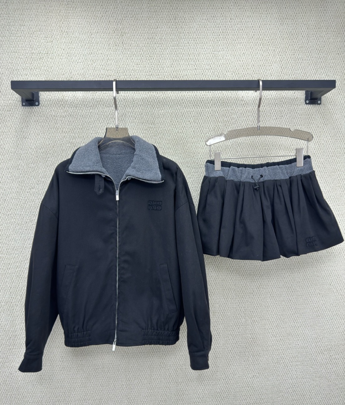 [TOP] Miu Miu Jacket + Skirt Set - Black - 711 Luxury