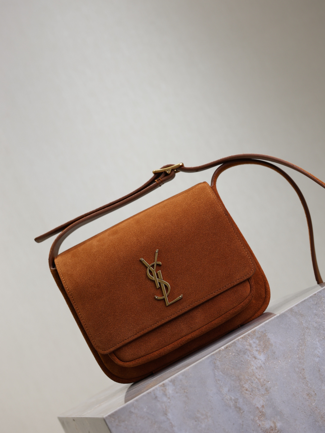 [TOP] Yves Saint Laurent YSL Niki Bag Suede Leather 22x16.5x12cm - Brown & GHW - 711 Luxury