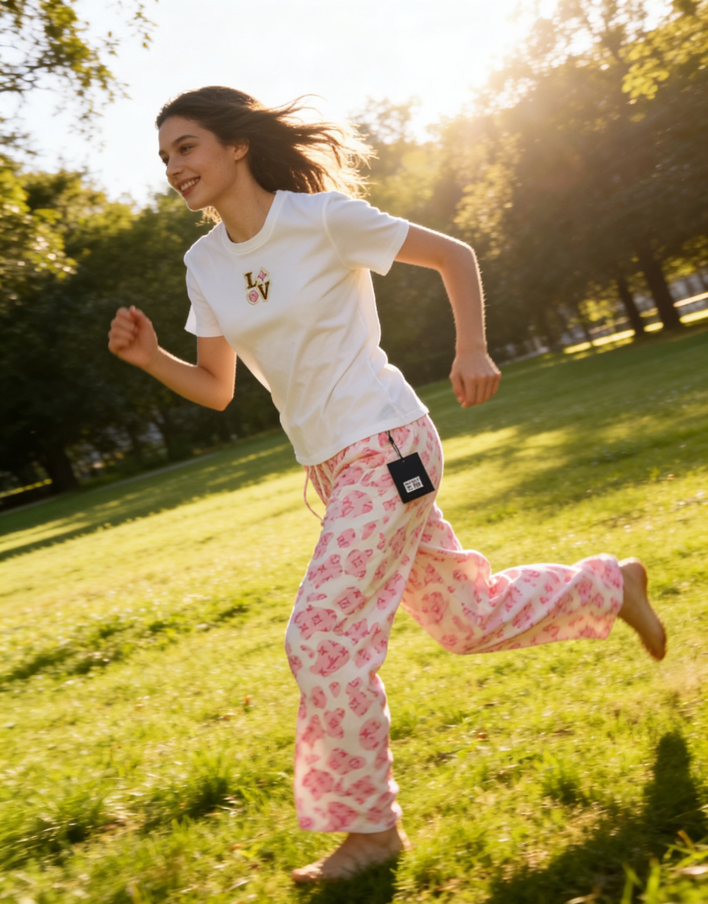 [TOP] Louis Vuitton LV  T-shirt + Pants Suit - Pink