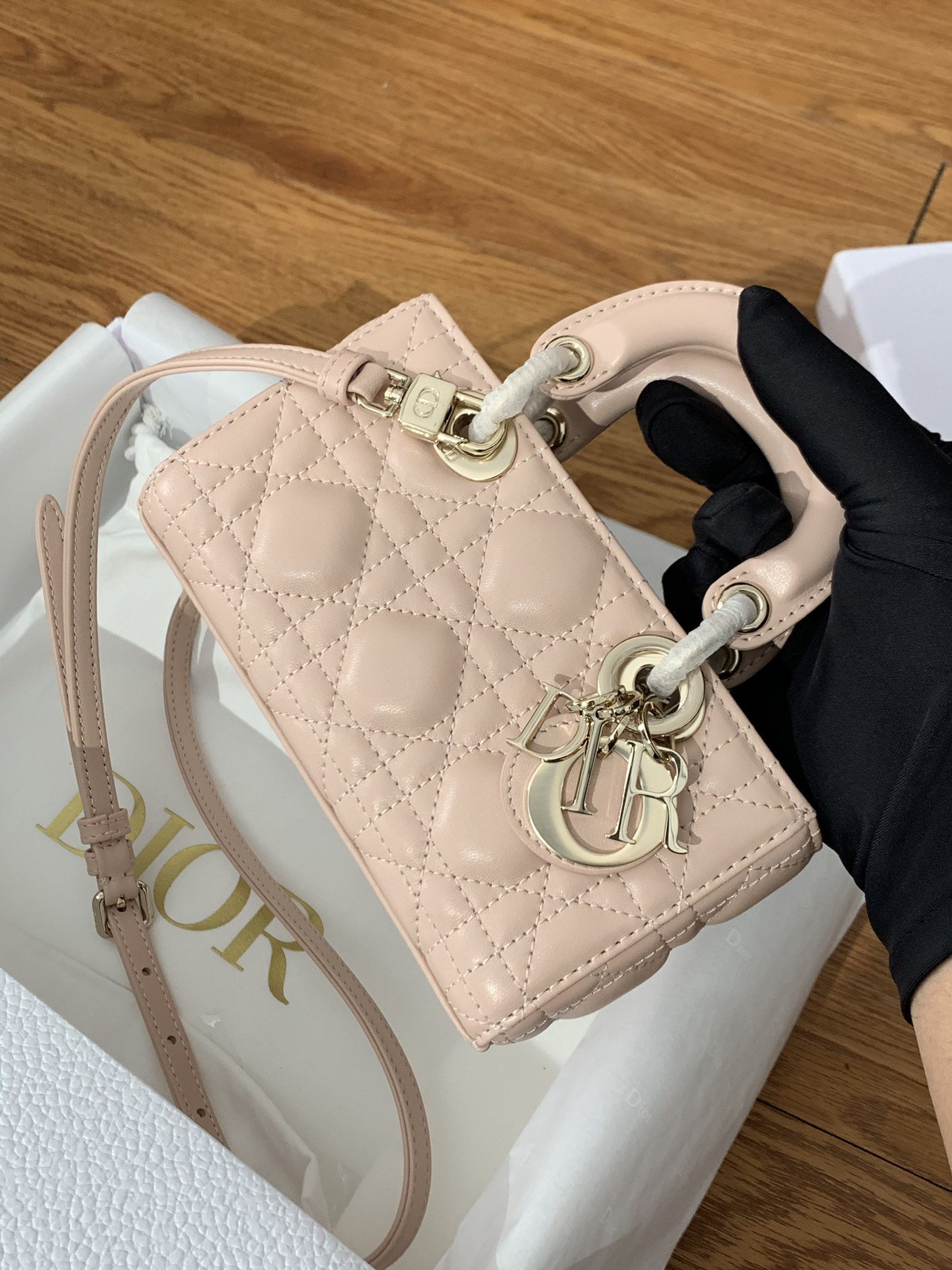 [TOP] Christian Dior Lady D-Joy Bag 16x9x5cm - Pink
