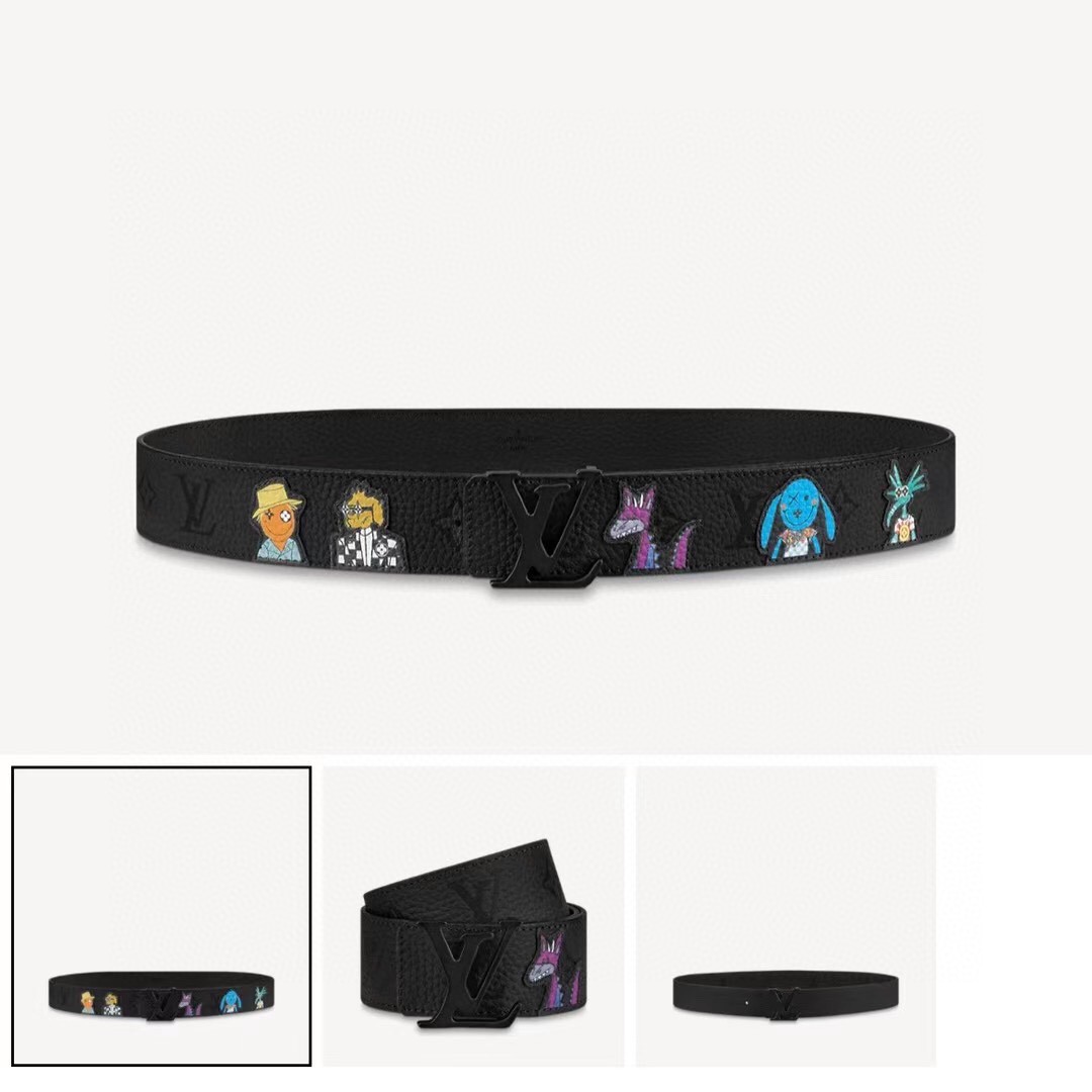 [TOP] Louis Vuitton LV Belt Calfskin 4cm - Black - 711 Luxury