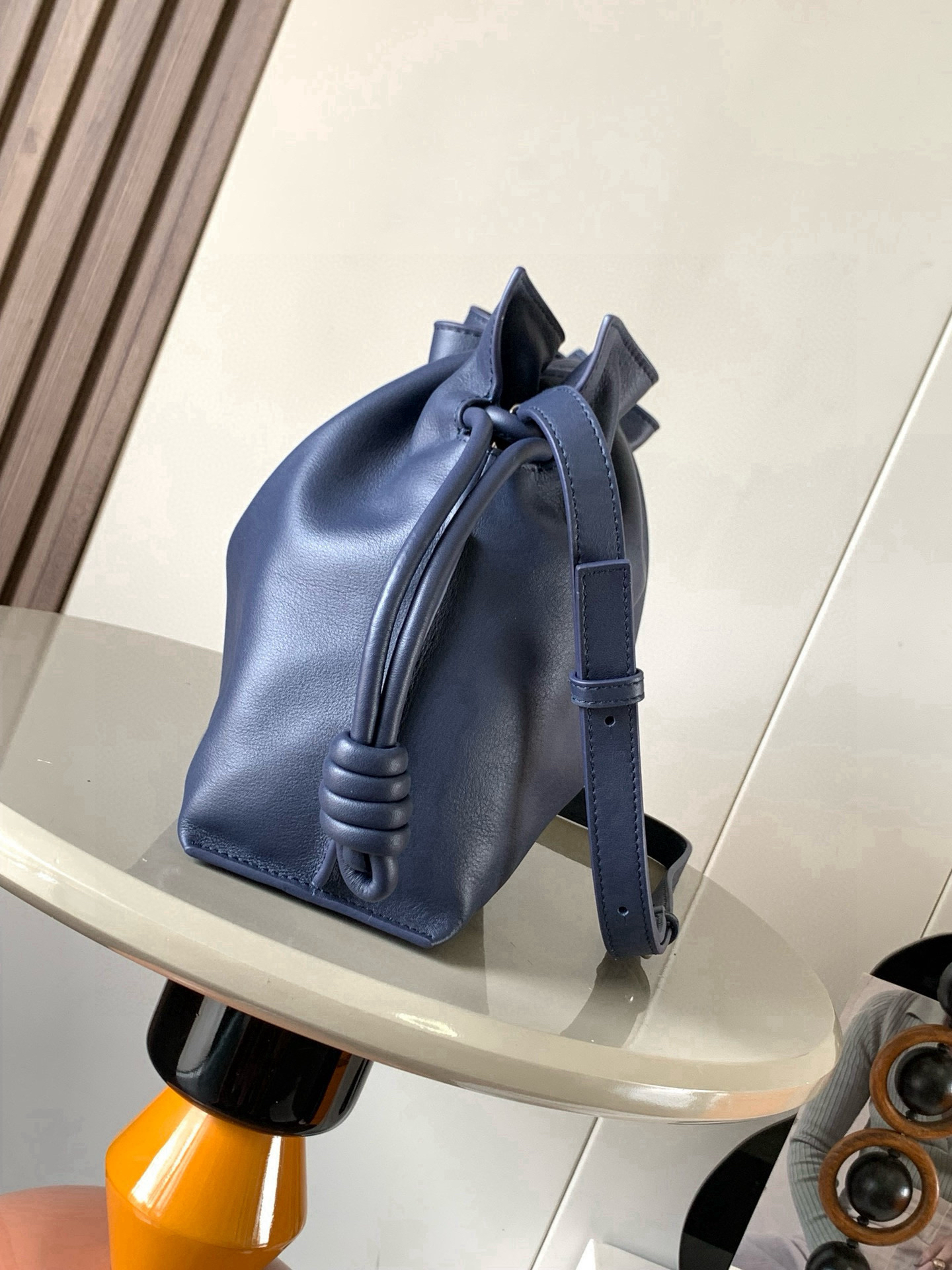 [TOP] LOEWE Flamenco Bag Cowhide Leather 30x24.5x10.5cm - Navy Blue