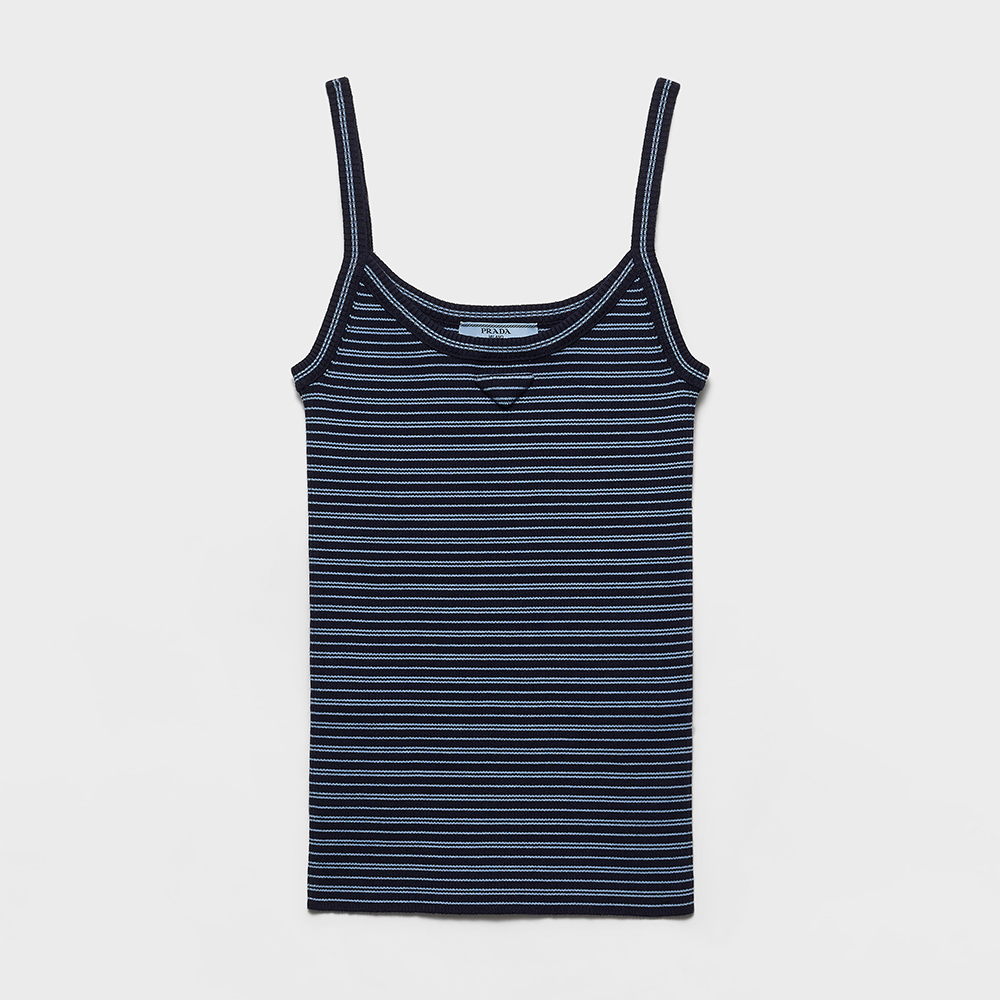 Prada blue Clothing PRADA Navy Blue light Blue Cotton Top #395357 | Nigo Office
