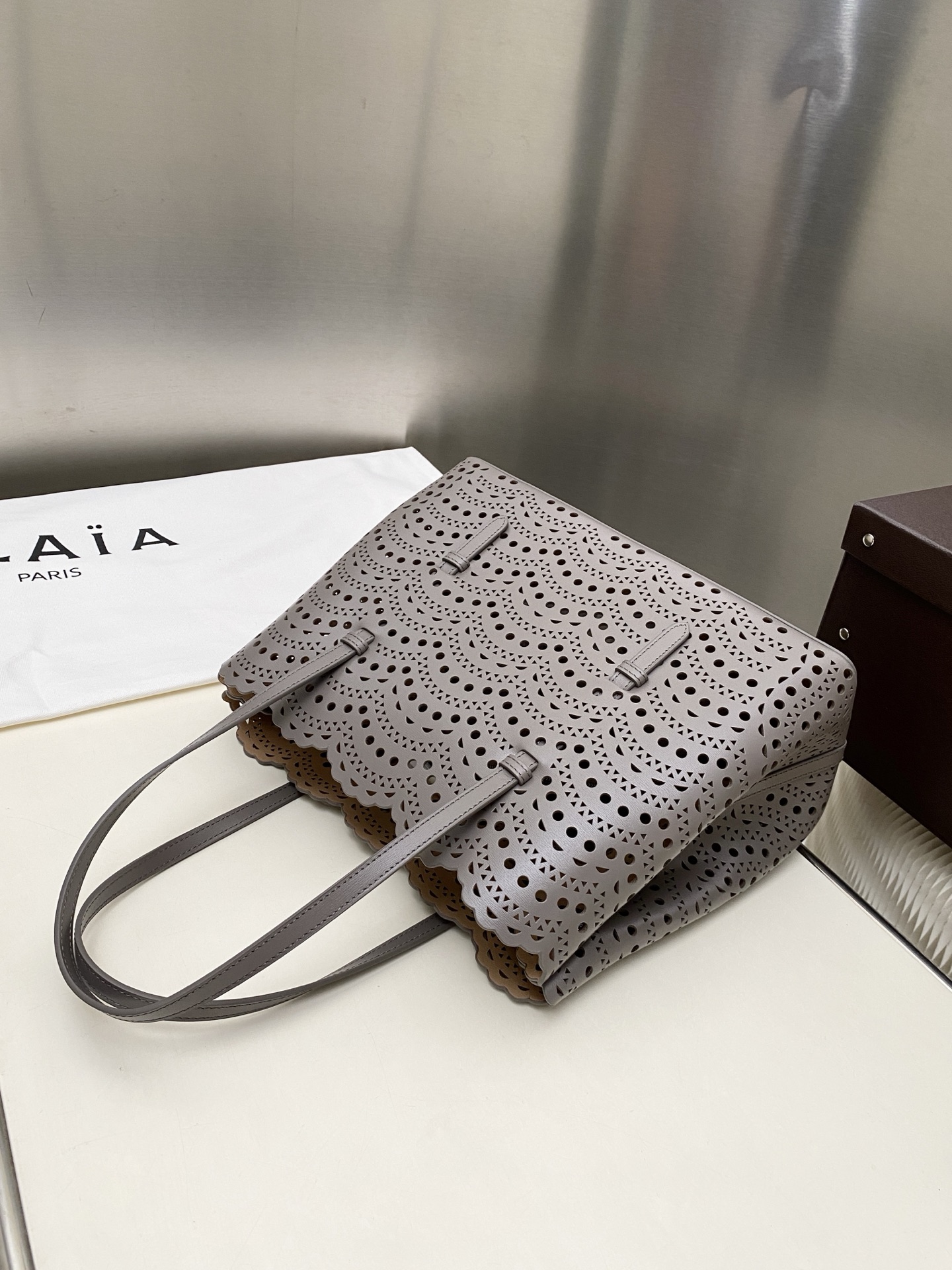 [TOP] ALAIA LE MINA 32 Bag 32*24*14 cm - Grey - 711 Luxury
