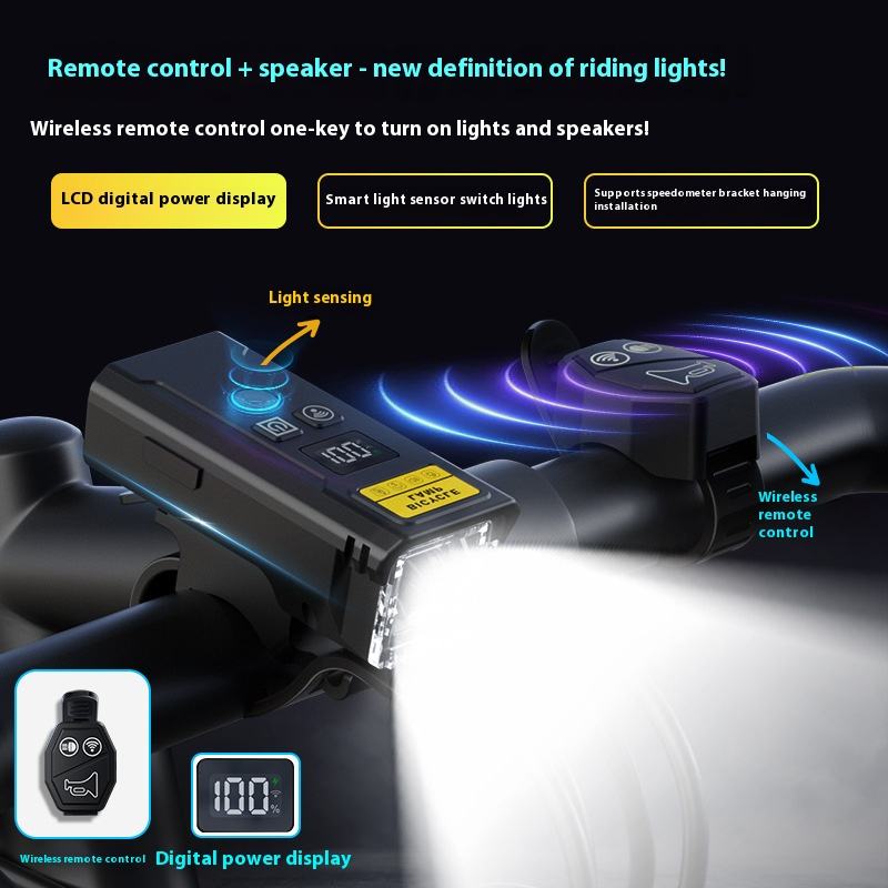 Smart LED Bicycle Light for Night Riding – USB Rechargeable with Wireless Bluetooth Remote & Anti-lock Braking System