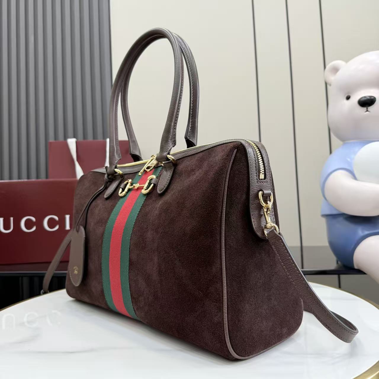 [TOP] GUCCI Borsetto Boston Bag 38.5x22.5x13cm - Brown - 711 Luxury
