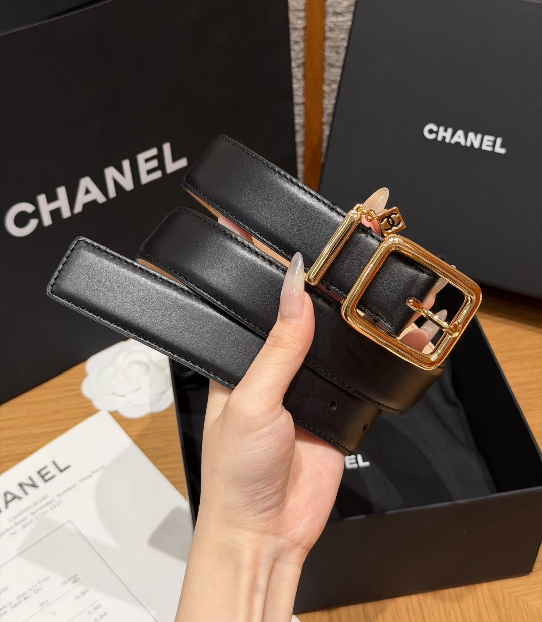 [TOP] CHANEL Cowhide Belt 3 cm - Black - 711 Luxury