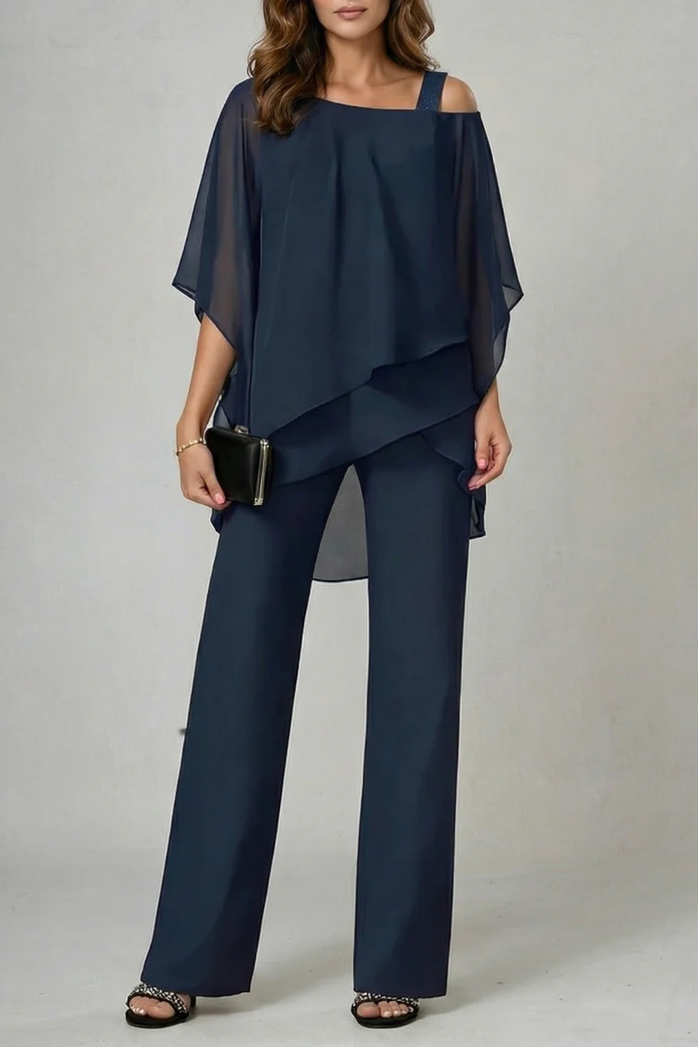 Élaria – Asymmetric chiffon flow – Top and trouser set