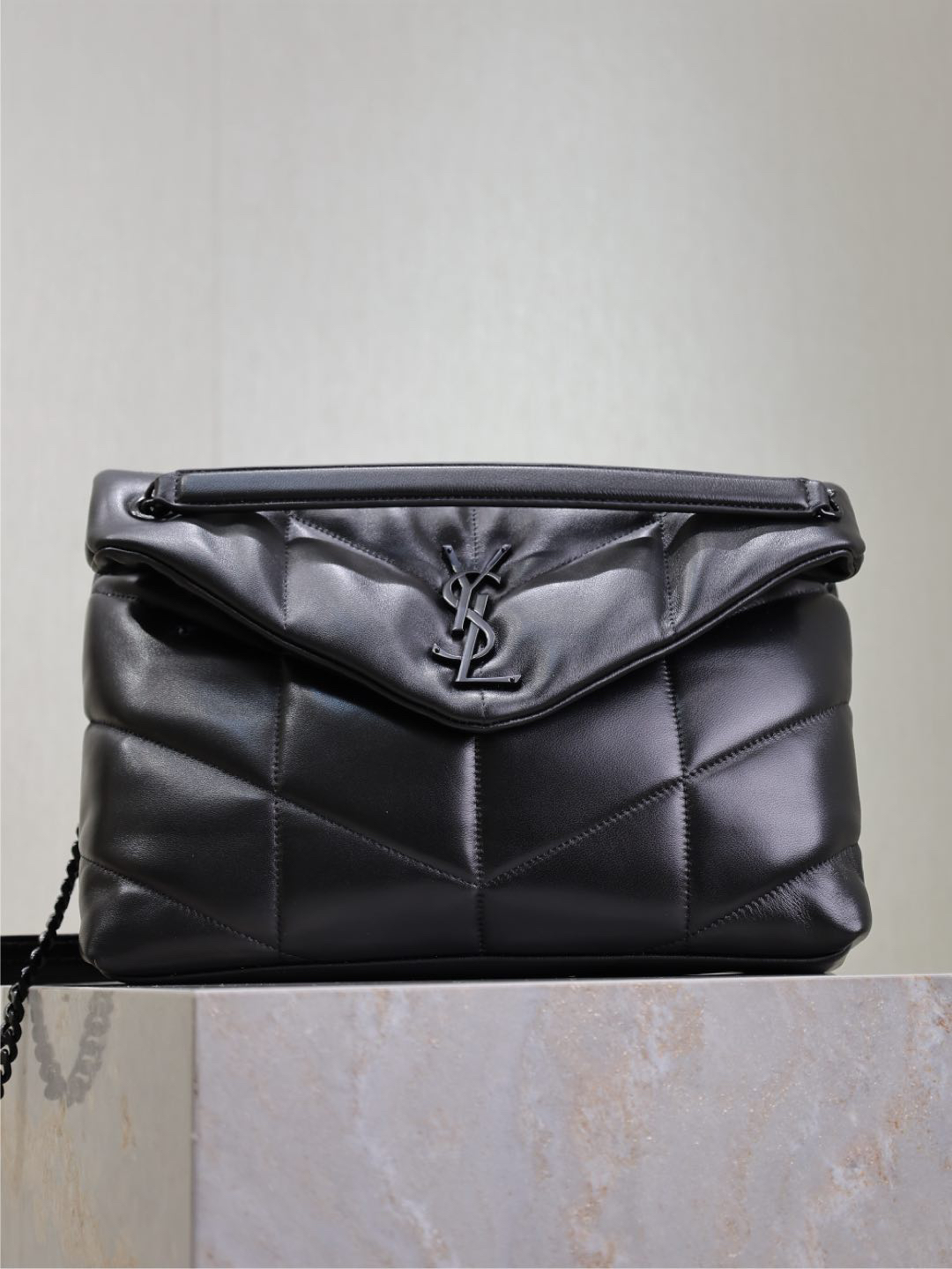 [TOP] Yves Saint Laurent YSL Loulou Puffer Bag Lambskin 35x23x13.5cm - All Black - 711 Luxury