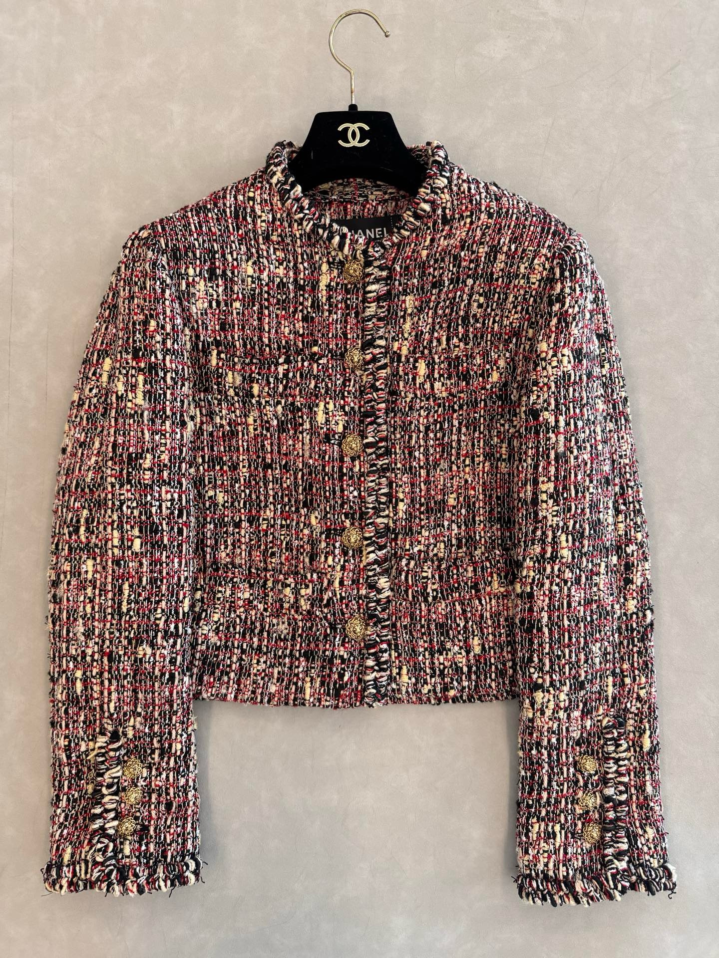 Chanel black Clothing CHANEL Jacket Tweed yellow white black red #390253 View 2 | Nigo Office