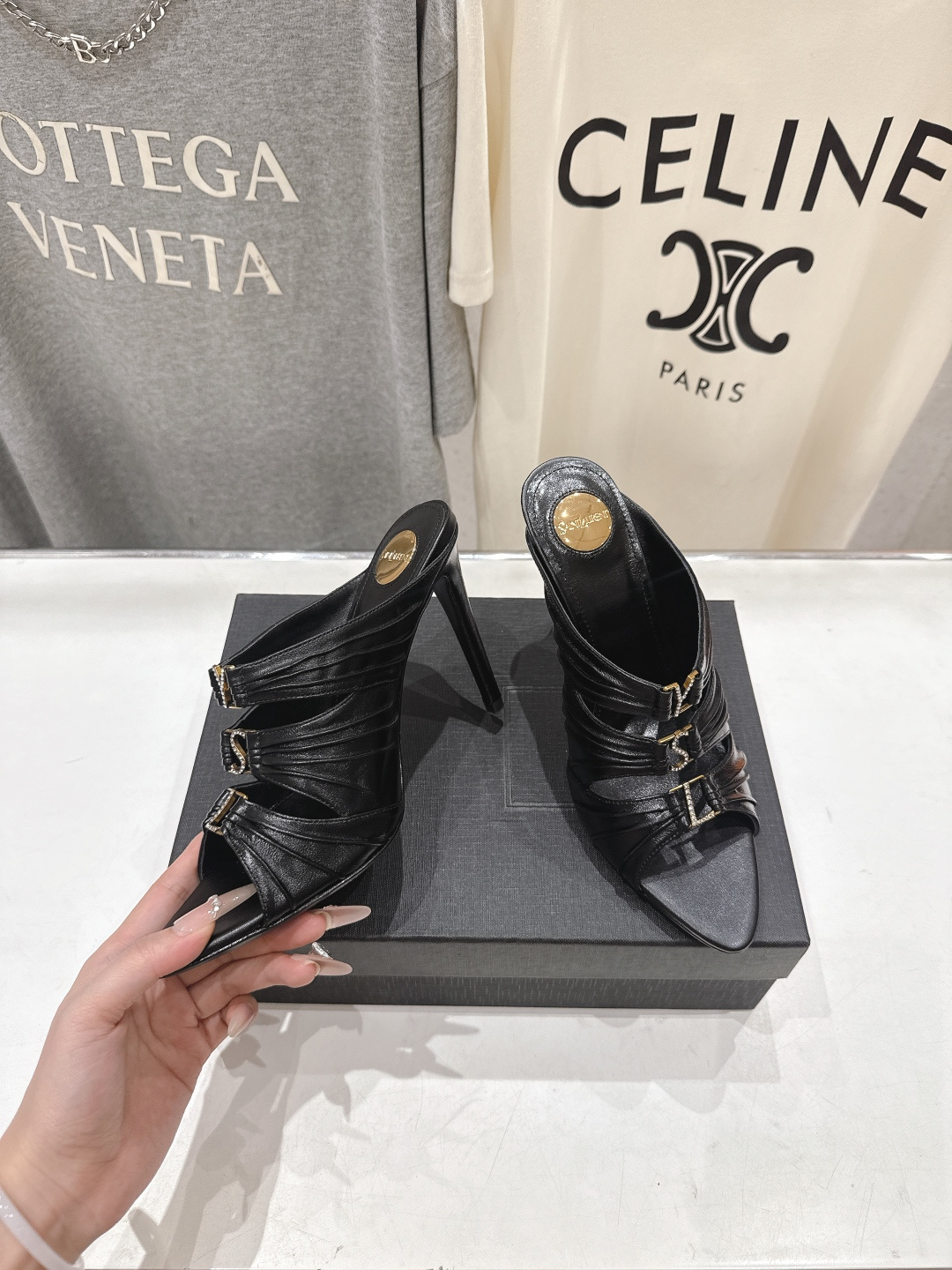 [TOP] Yves Saint Laurent YSL 10cm High Heel Slides - 3 Colours