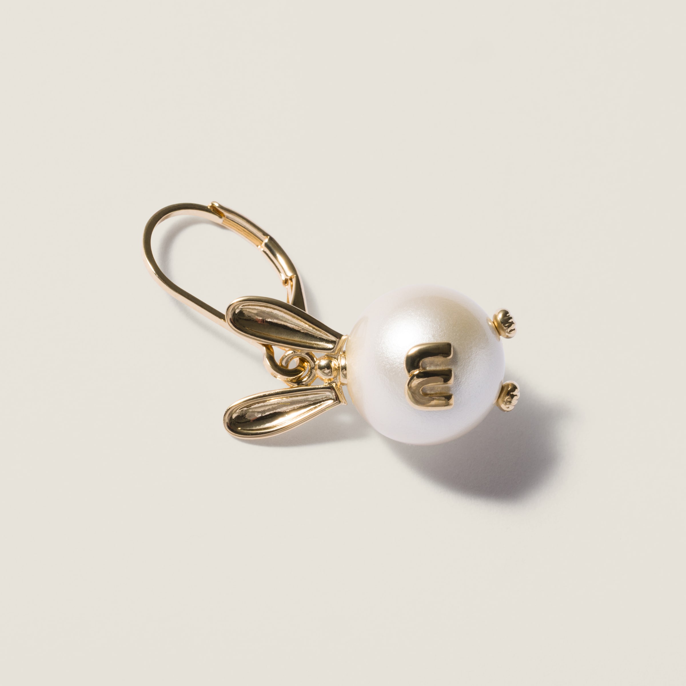 Designer cream Jewelry MiuMiu Gold cream Metal Earrings With Pendant #393710 View 2 | Nigo Office