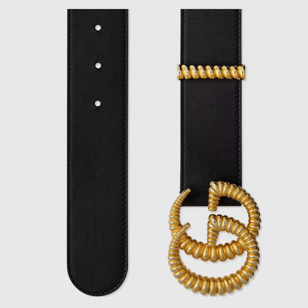[TOP] GUCCI GG Belt Cowhide 4.0cm - Black - 711 Luxury