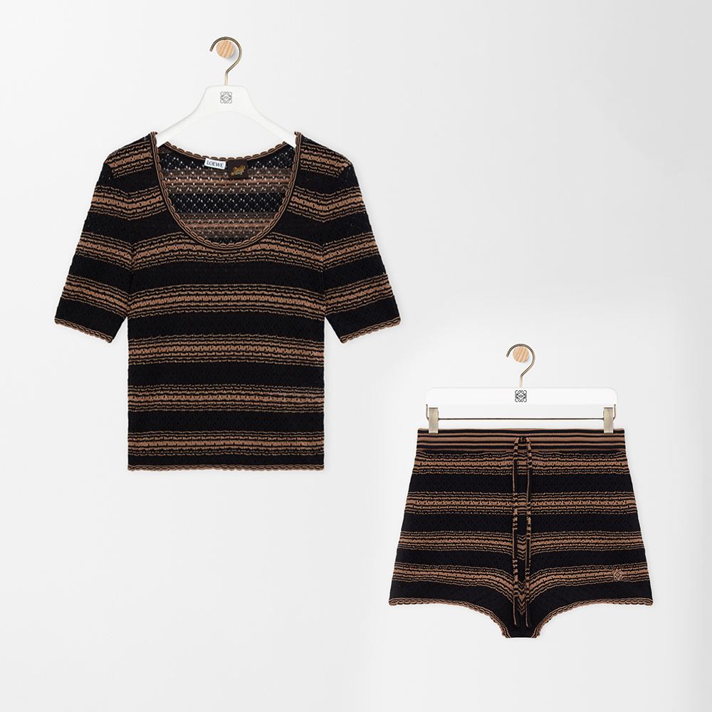 LOEWE Short Sleeve Sweater and Shorts in Cotton Blend#383587