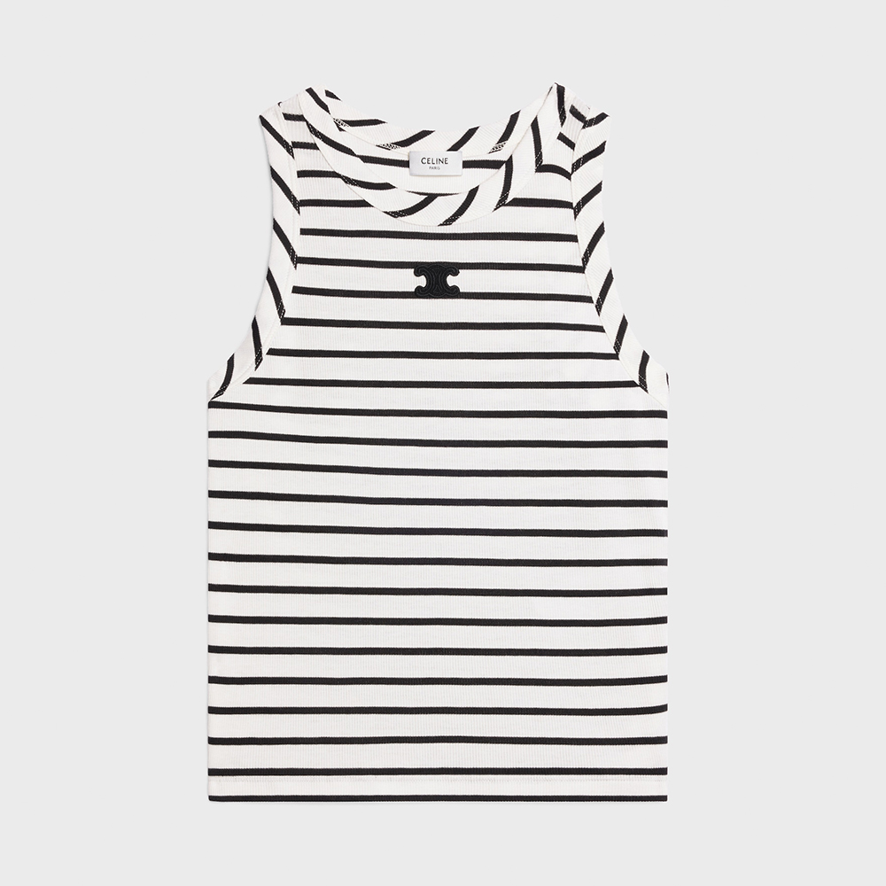 CELINE TRIOMPHE TANK TOP IN STRIPED SILK JERSEY #382515
