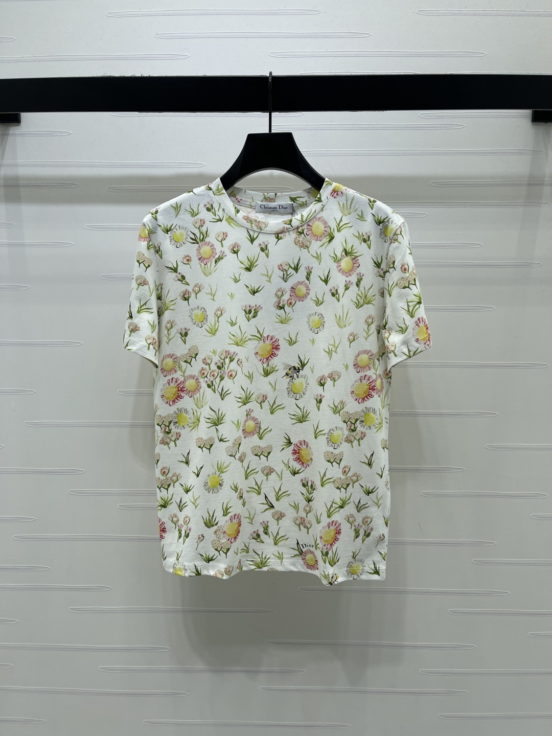 [TOP] Christian Dior  Printed Embroidered Crew Neck T-Shirt - Beige - 711 Luxury