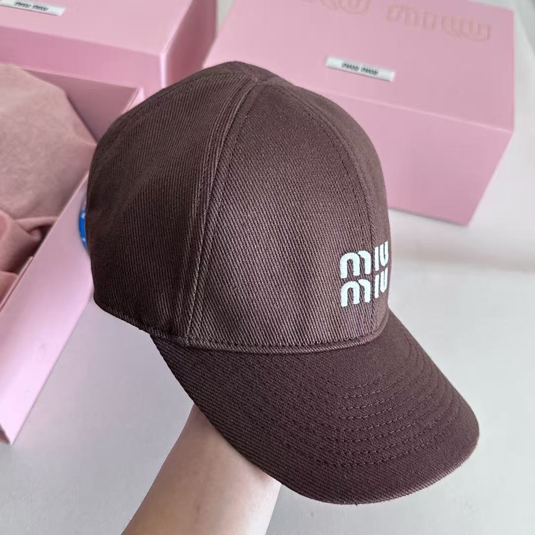 Designer brown Hat MiuMiu Brown Peaked Cap View 2 | Nigo Office
