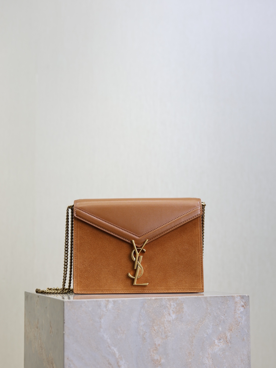 [TOP] Yves Saint Laurent YSL Cassandra Bag Suede Leather 22x16.5x5.5cm - Brown & GHW - 711 Luxury