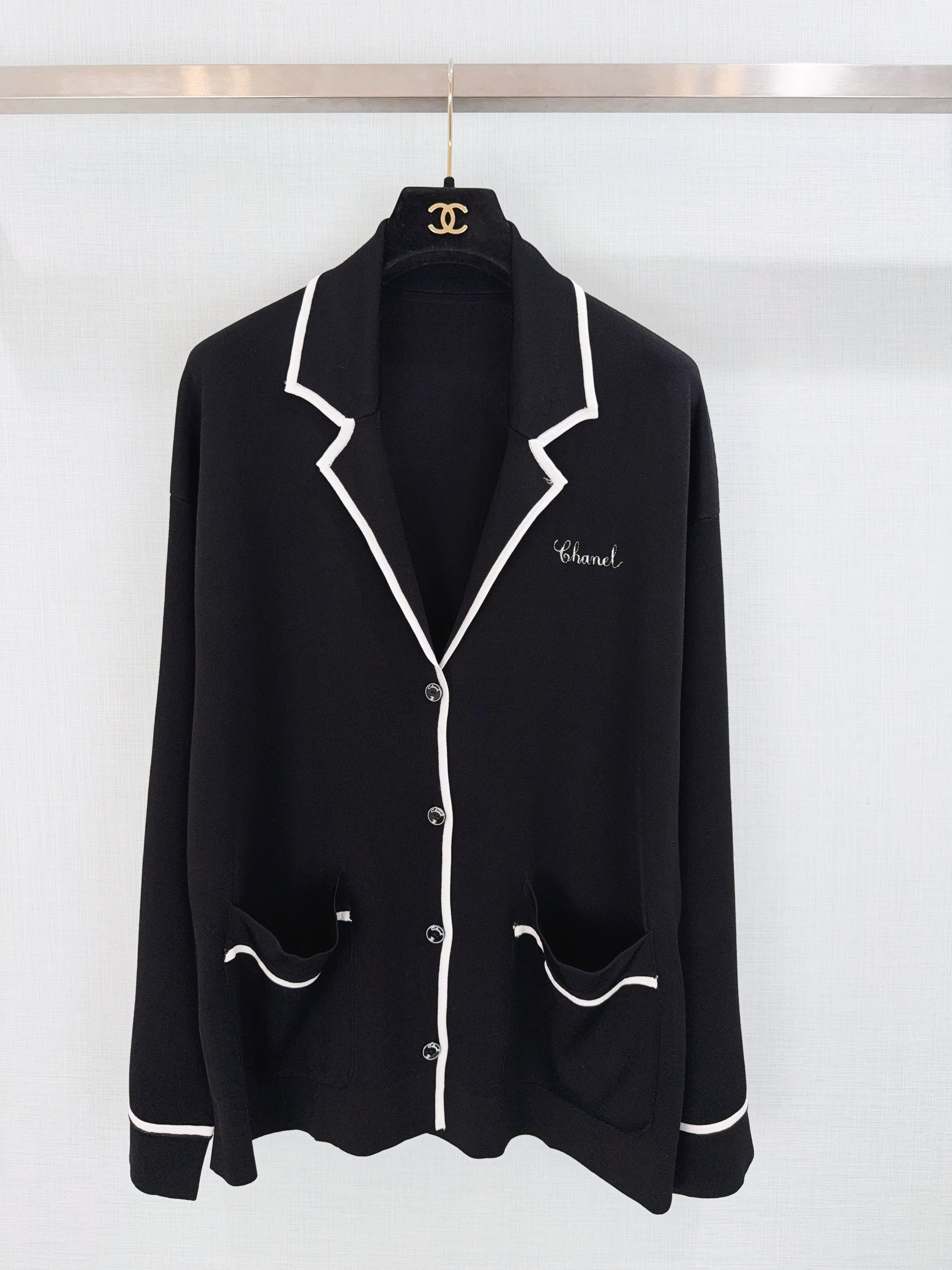 Chanel Jacket Silk Black White #380006