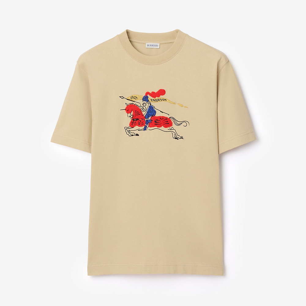 Burberry Knight Cotton T-shirt in Limestone #383980
