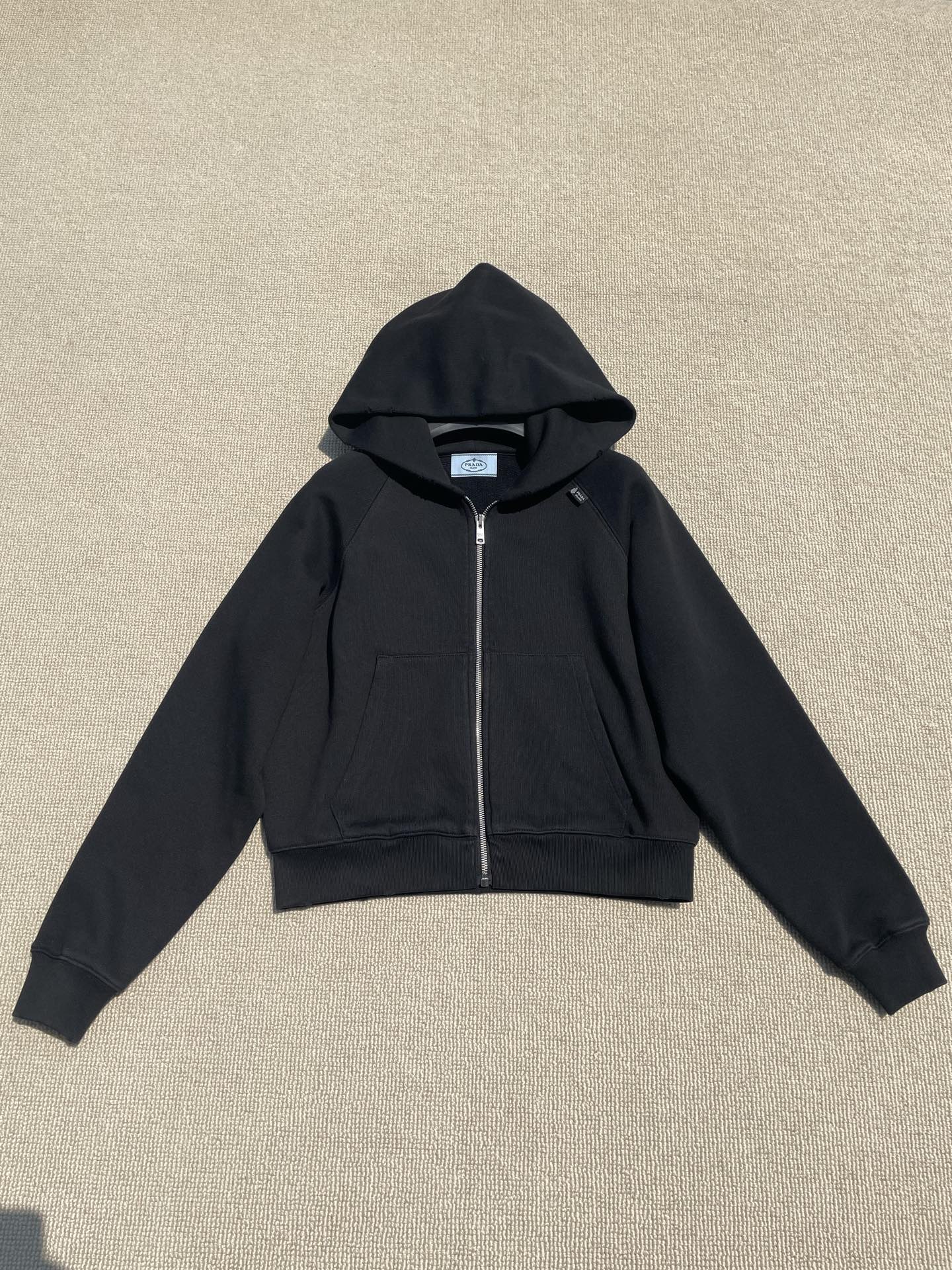 Prada gray Clothing PRADA Marble Gray Cotton Hoodie Jacket #394600 View 2 | Nigo Office