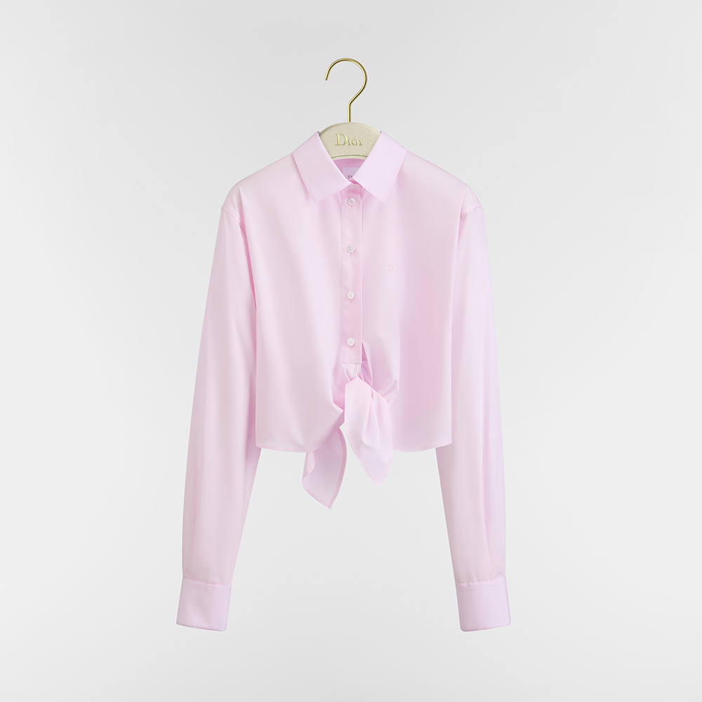 DIOR Dioriviera Tied Cropped Blouse Pink Cotton Poplin #383515