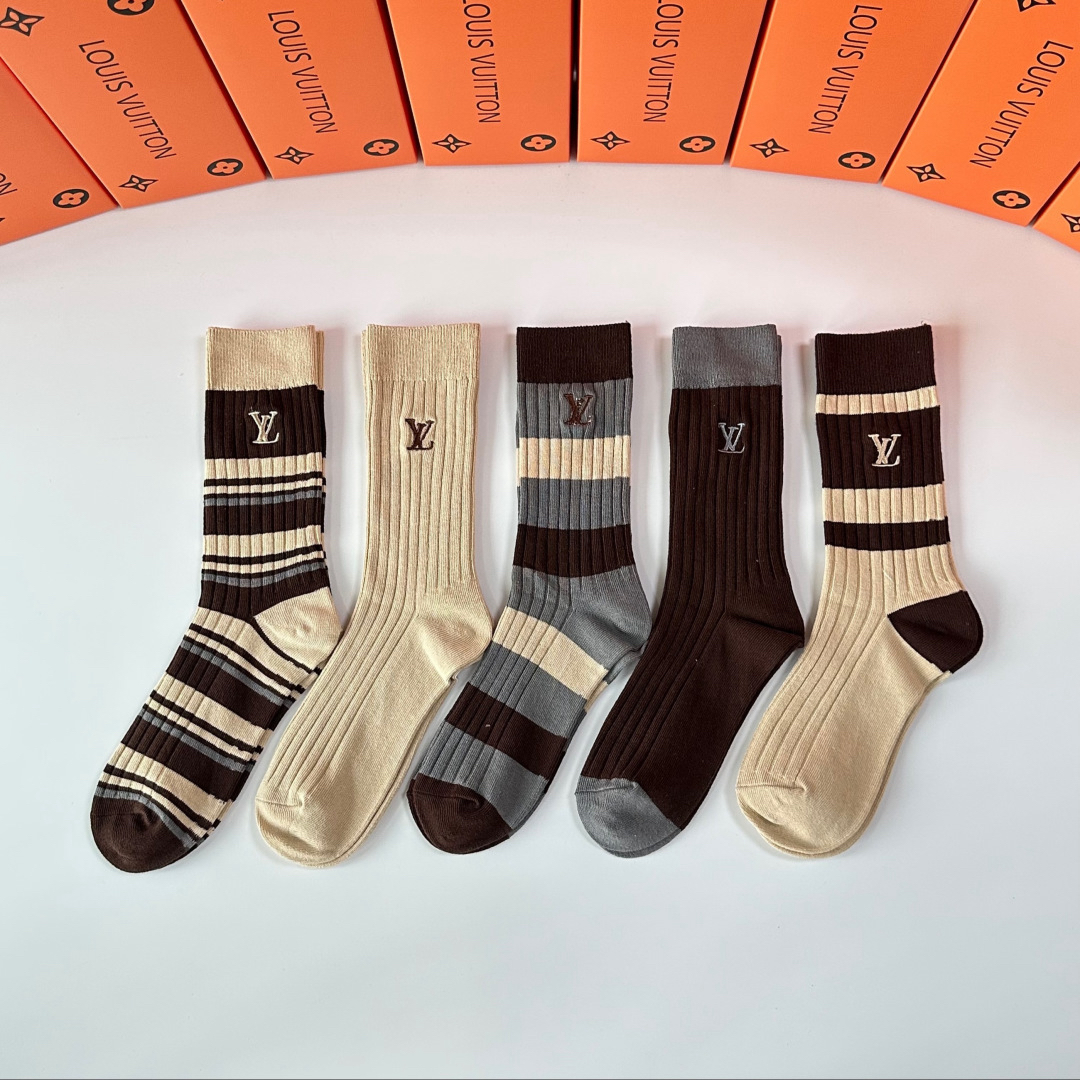 [TOP] Louis Vuitton LV Socks - 5 Pieces as a Set - 711 Luxury