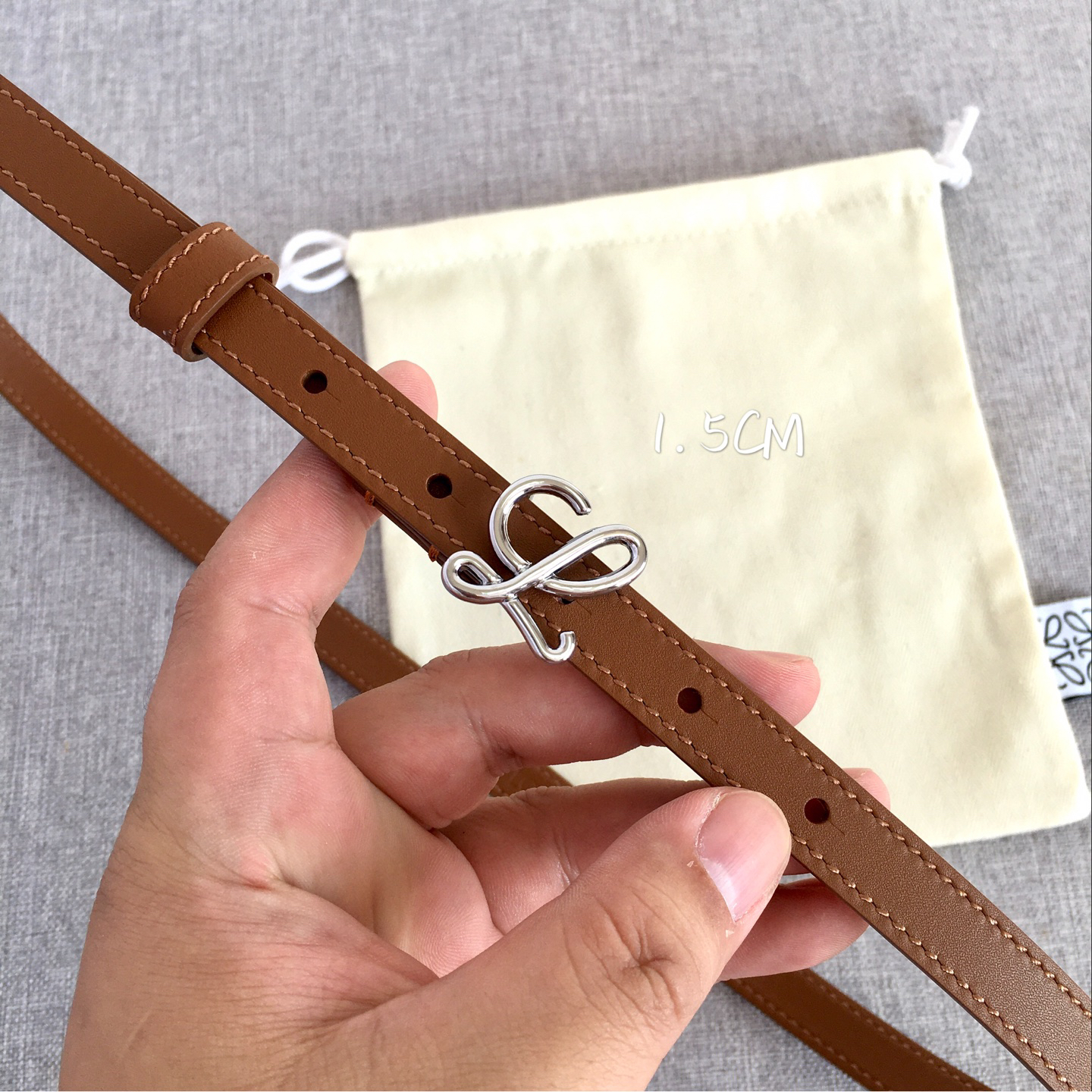 [TOP] LOEWE Leather Belt 1.5 cm - Brown - 711 Luxury