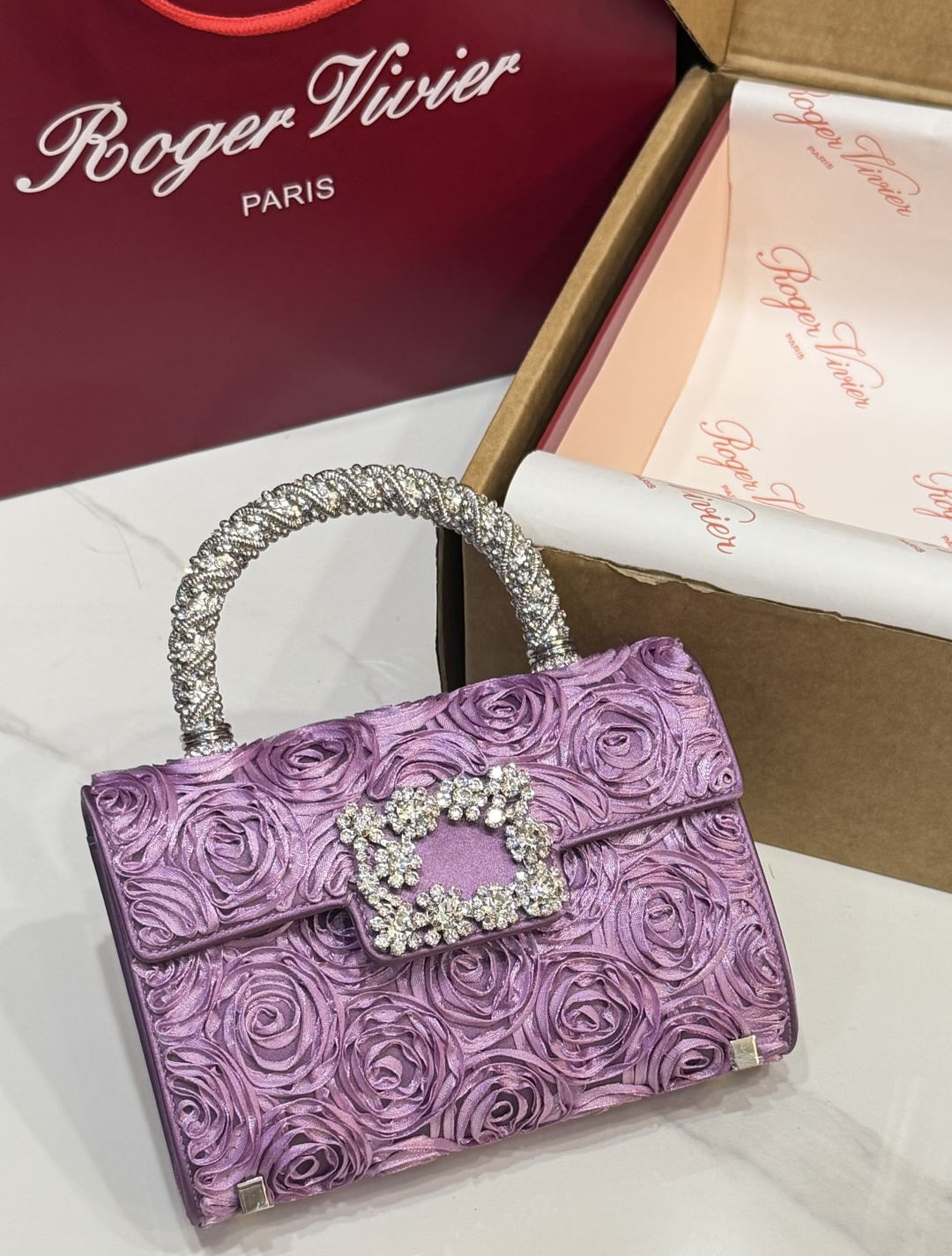 [TOP] ROGER VIVIER Diamond Bag 19-4-13 CM - Purple - 711 Luxury