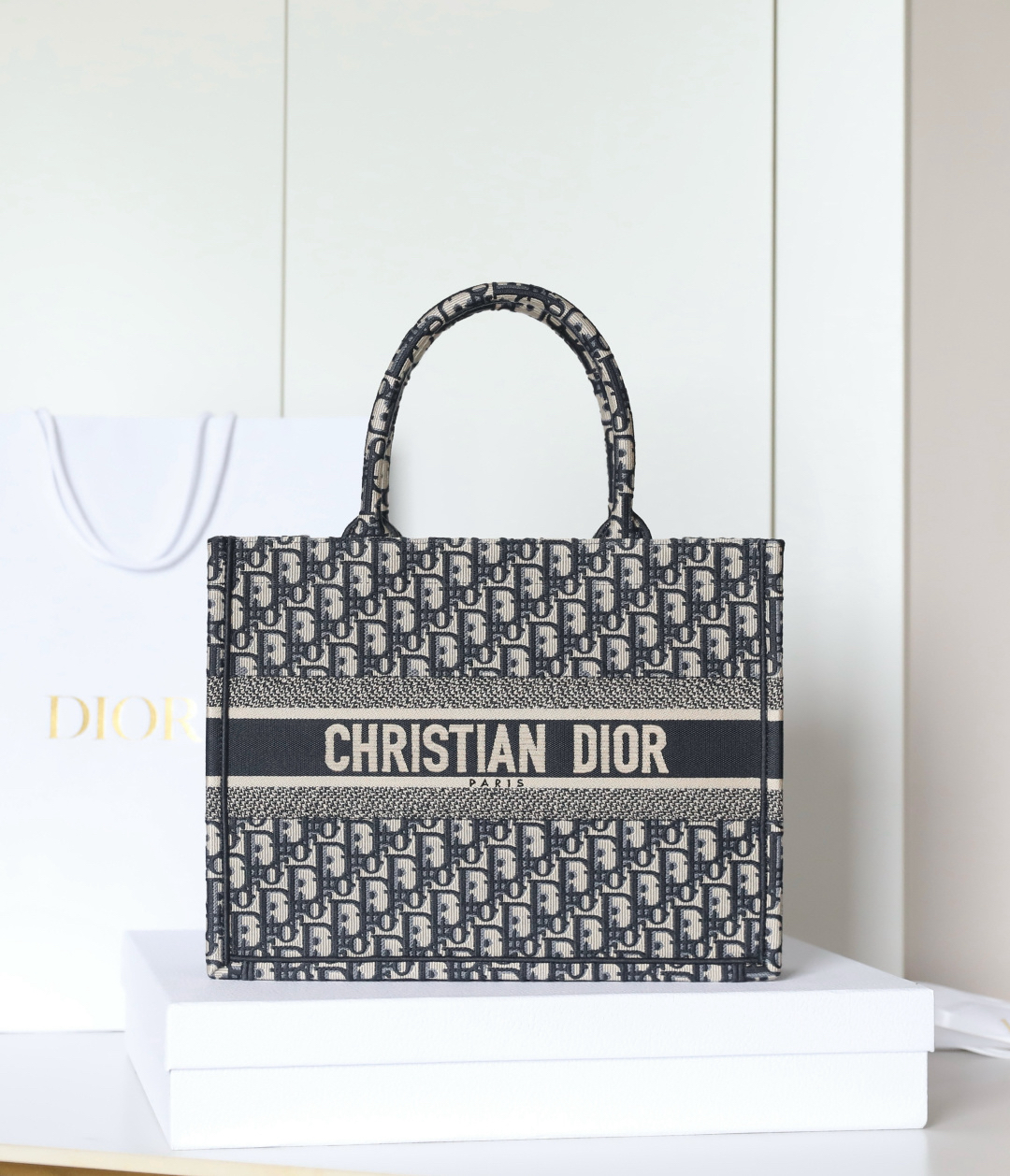 [TOP] Christian Dior Book Tote Bag 36x27x15cm - Navy Blue - 711 Luxury