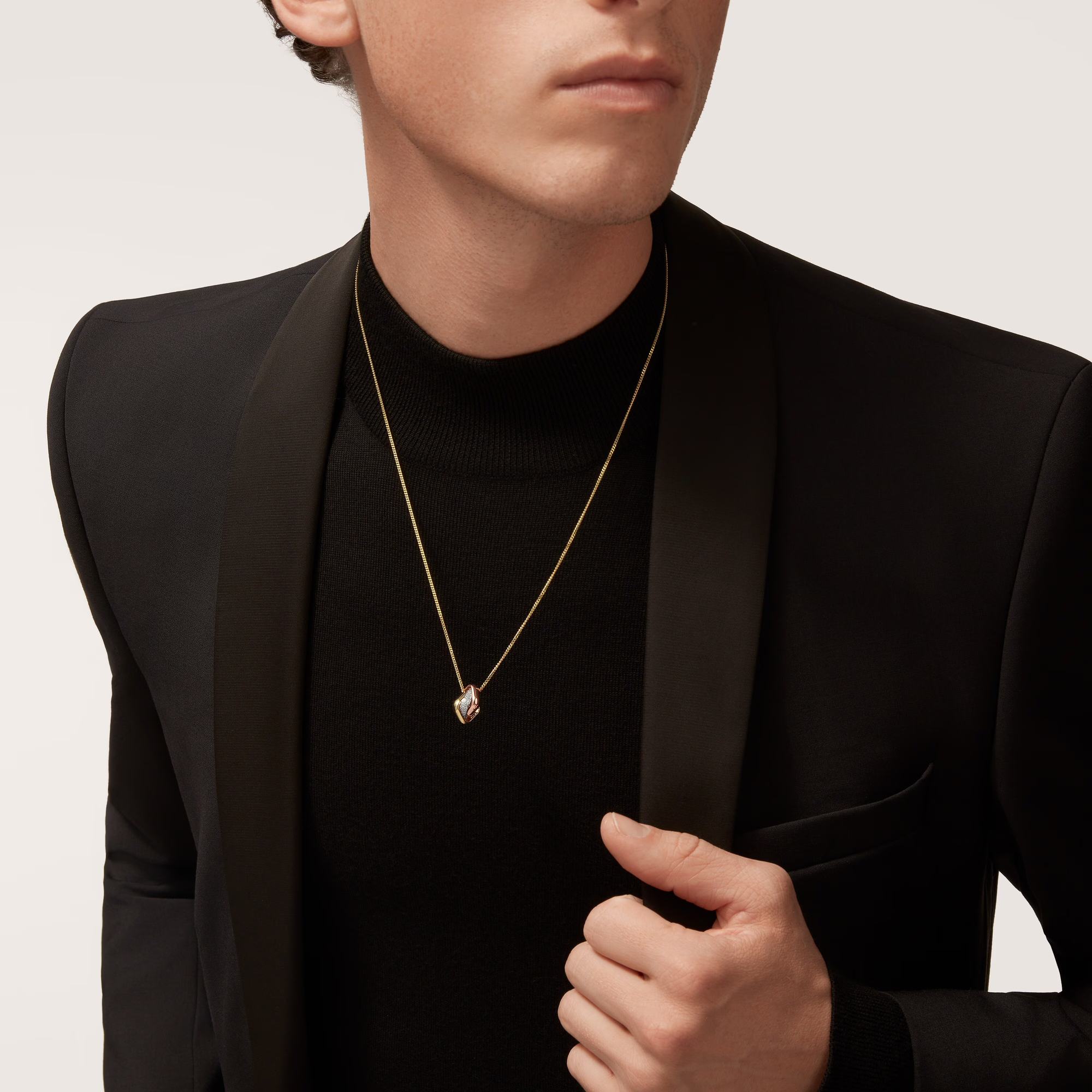 Carty Three Circles Necklace, Three Tone, Square,Moissanite