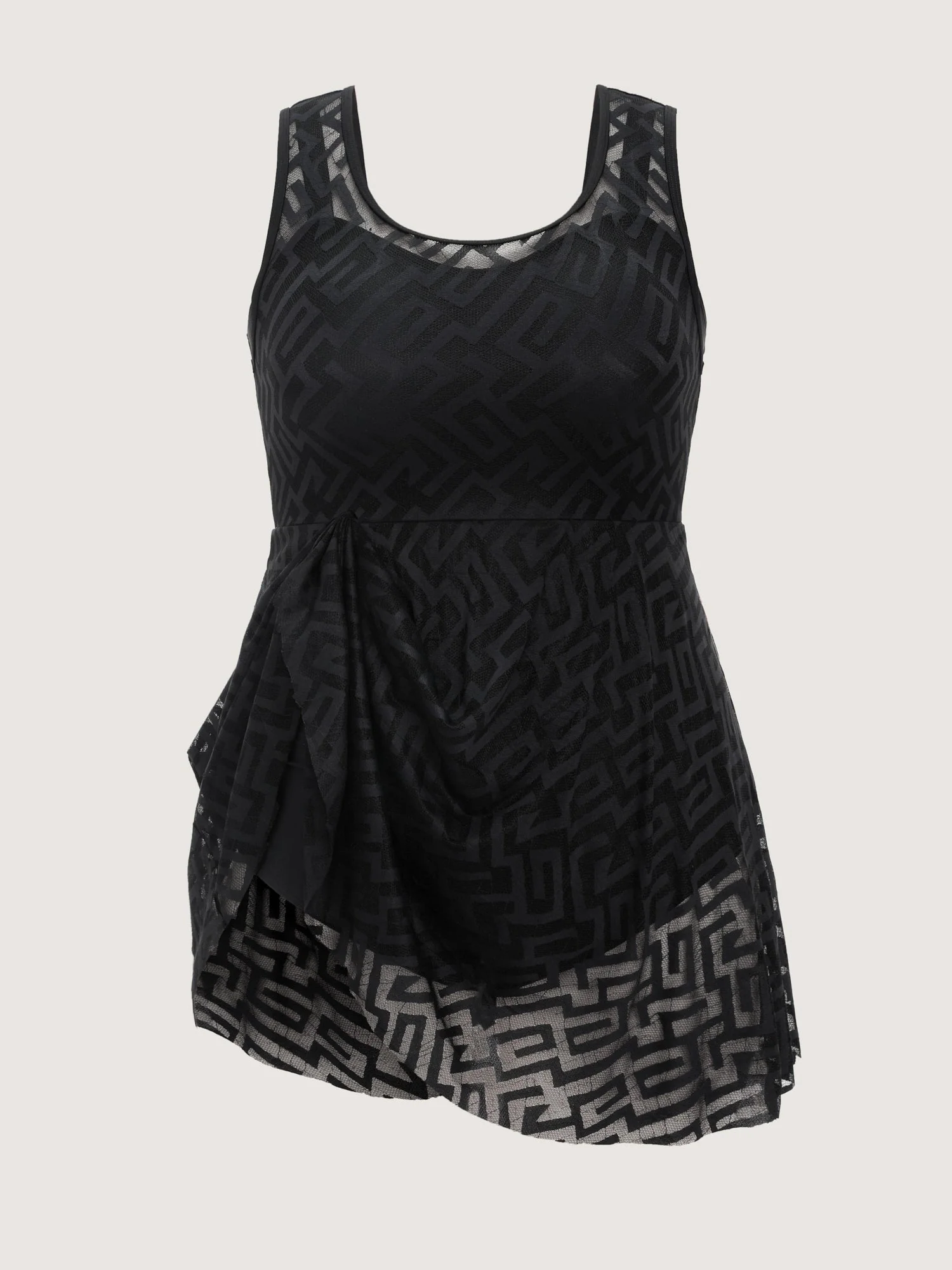 Lace Textured Mesh Swim Dress