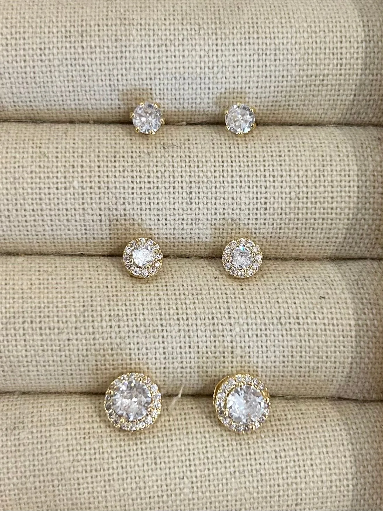 Trio Diamanté Stud Earrings Multi Pack (2 Colours)
