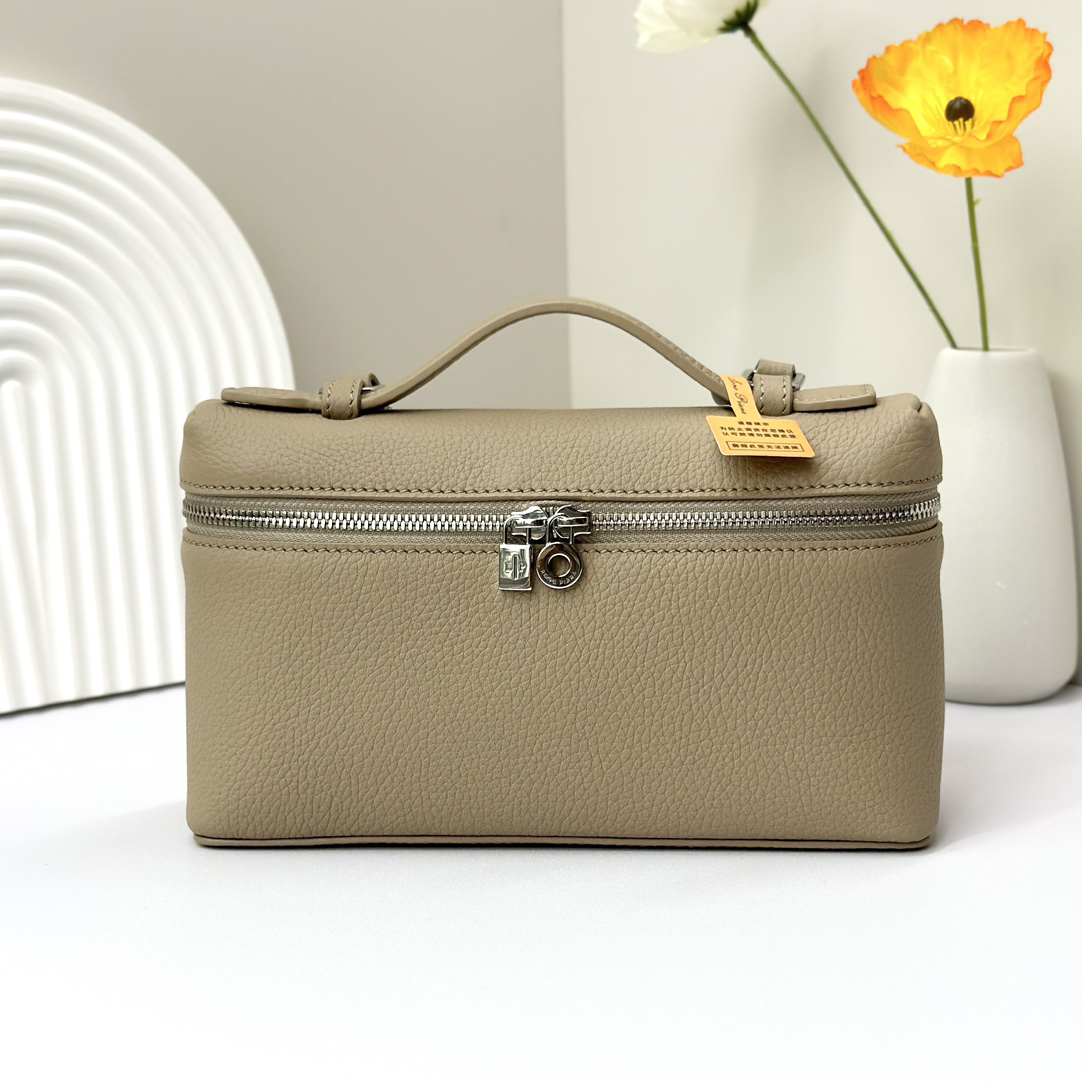 [TOP] Loro Piana Extra Bag Calfskin 11x19x6.5cm - Khaki - 711 Luxury