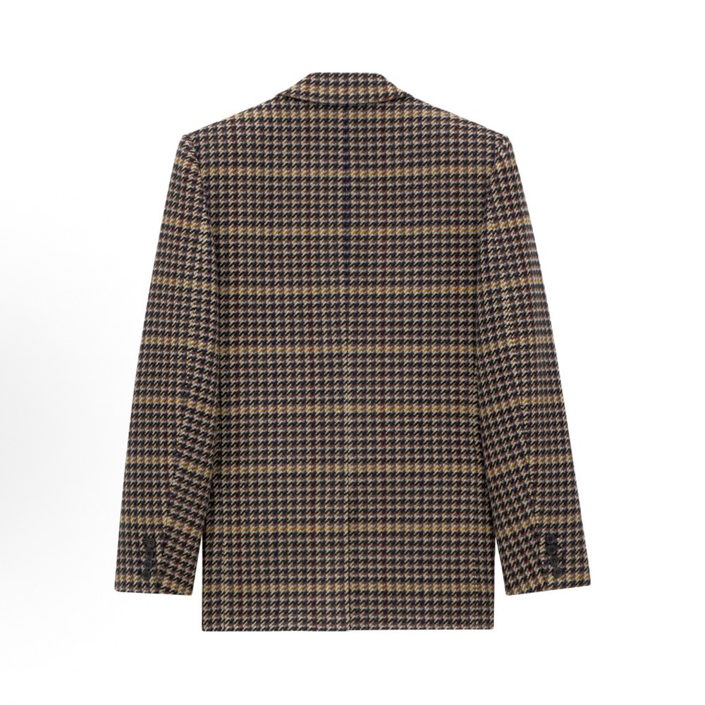Saint Laurent Clothing Saint Laurent Checked Double-breasted Wool Blazer #376482 View 2 | Nigo Office
