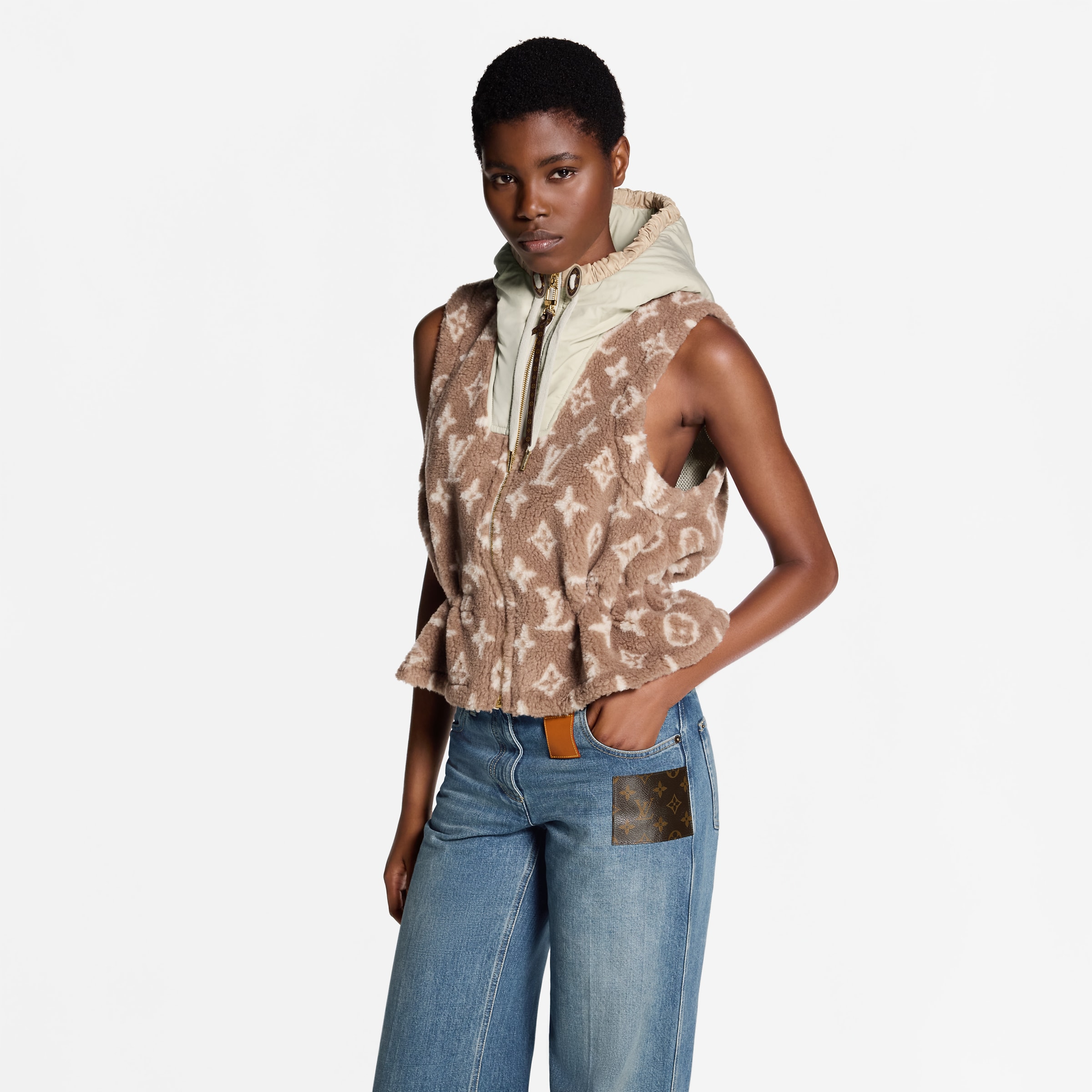 Louis Vuitton Clothing LOUIS VUITTON Monogram Fleece Gilet #393241 View 2 | Nigo Office