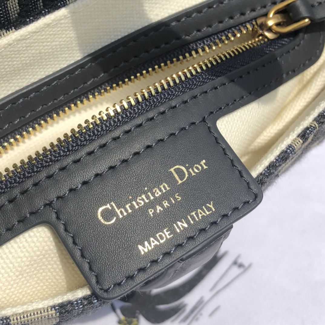 [TOP] Christian Dior Saddle Bag Oblique 25x20x6.5cm - Navy Blue